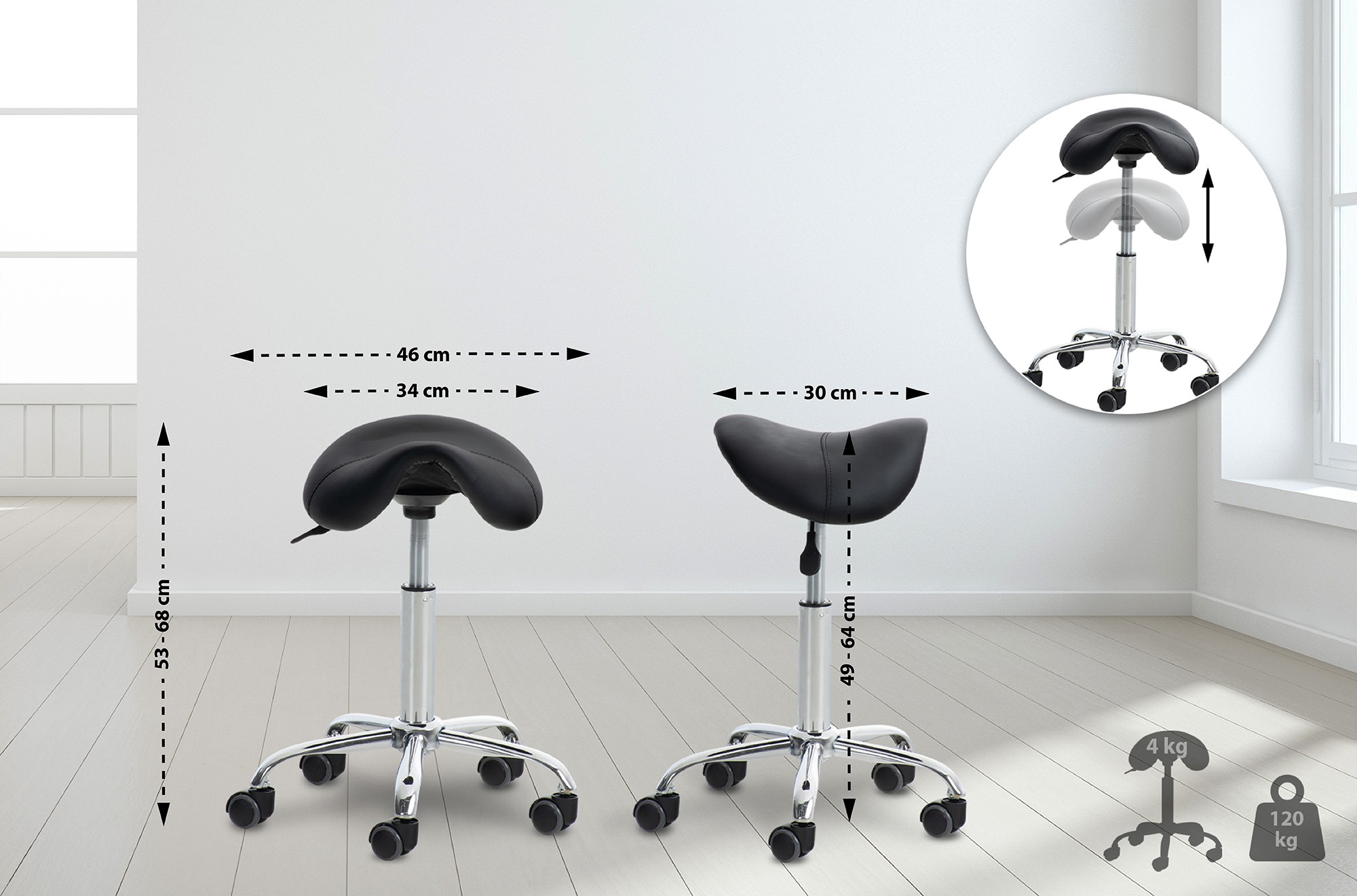 Lot de 2 tabourets de travail Reno en similicuir