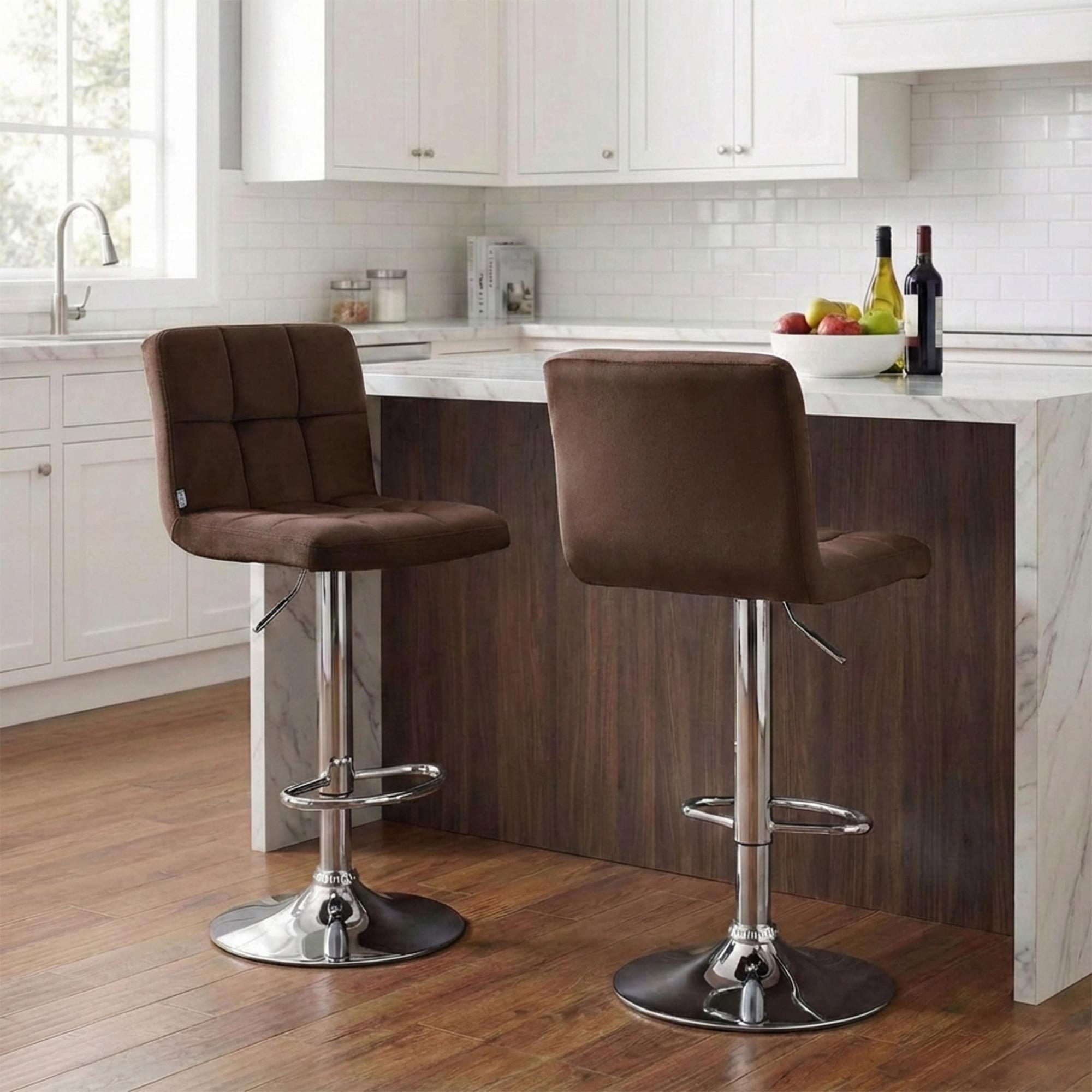 Lot de 2 tabourets de bar Peru velours