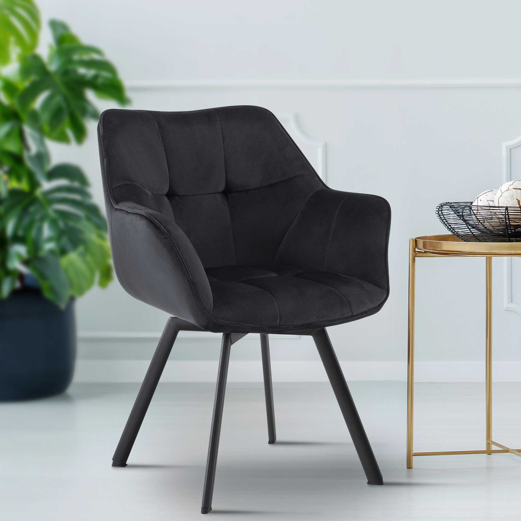 Chaise de salle à manger Jordi velours