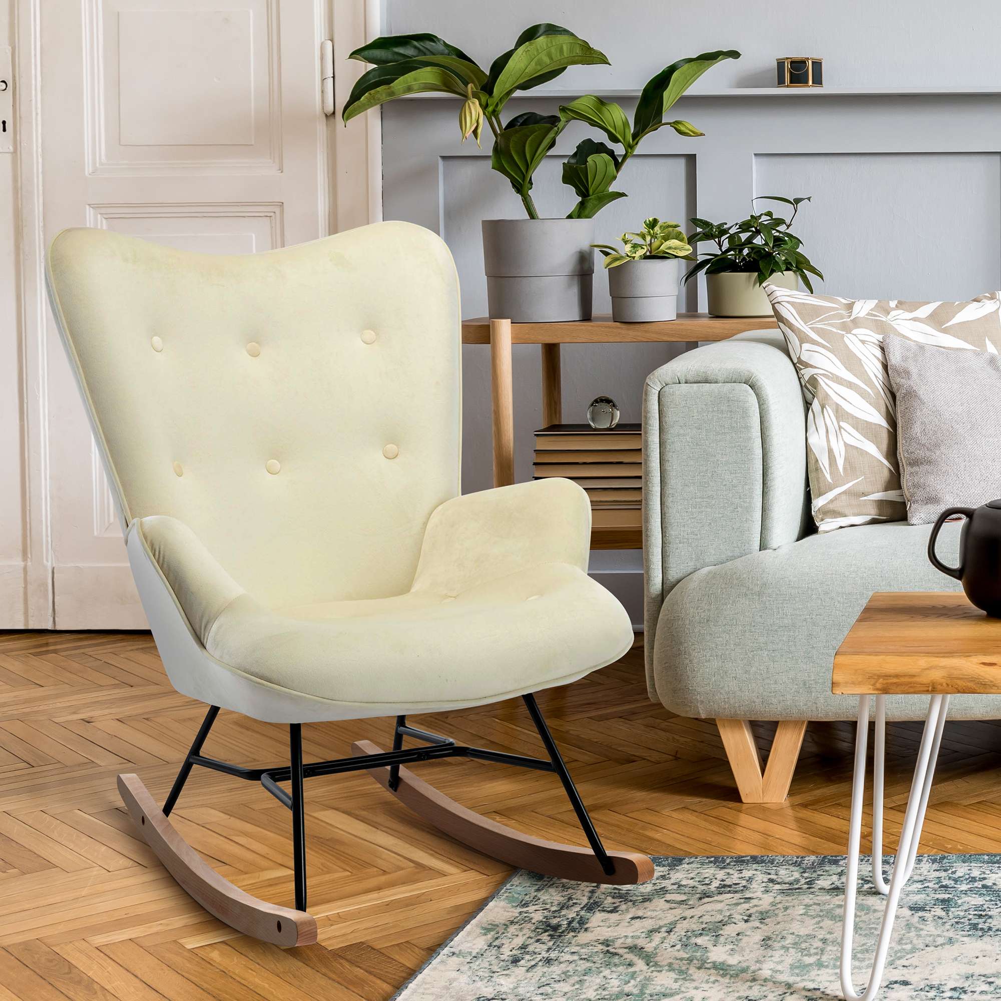 Fauteuil à bascule Sanka en Velours