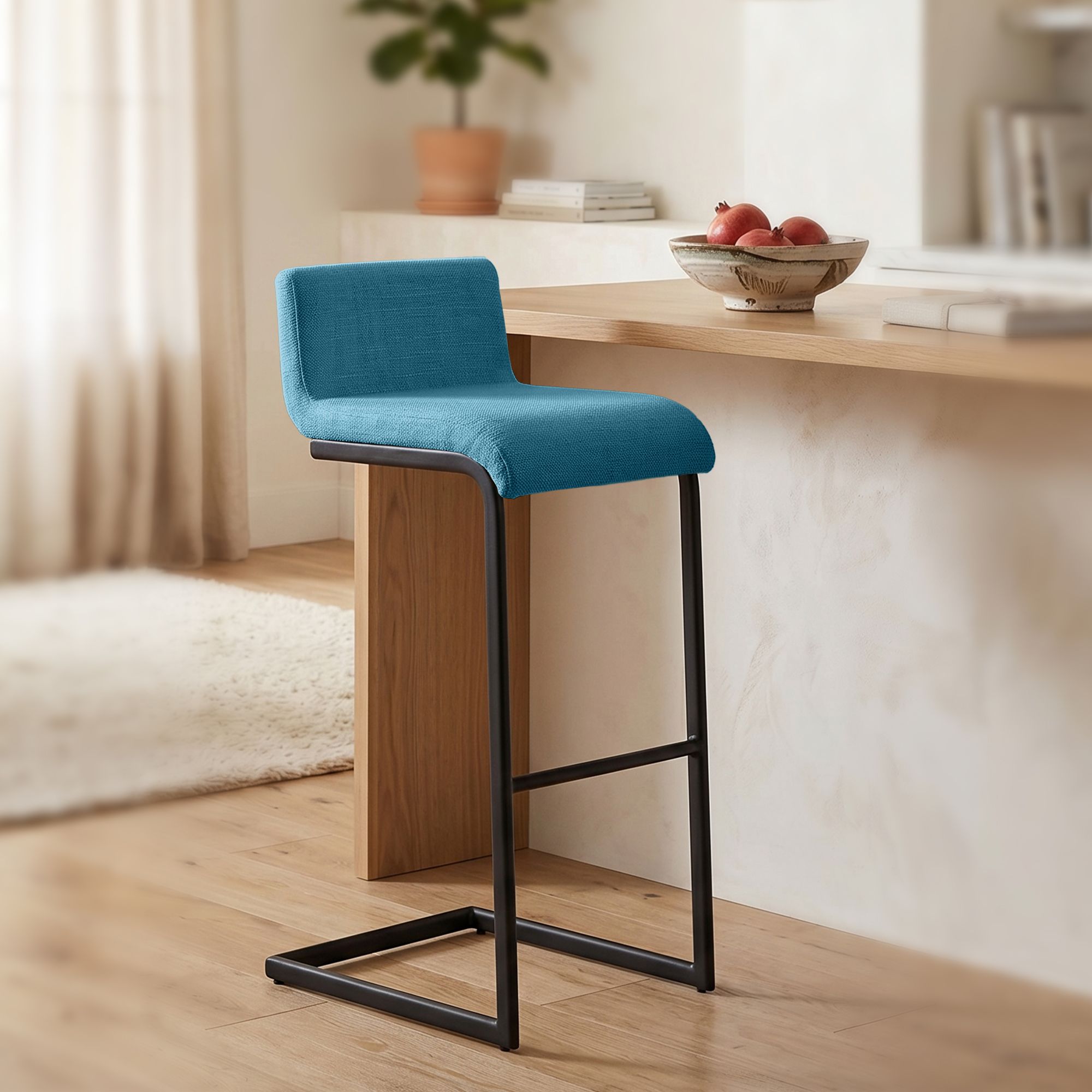 Lot de 2 Tabourets de Bar Newport, Piétement Métallique Noir