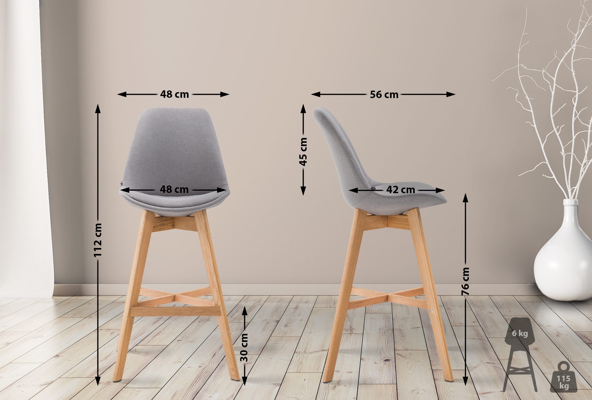 Tabouret de bar Cannes en tissu