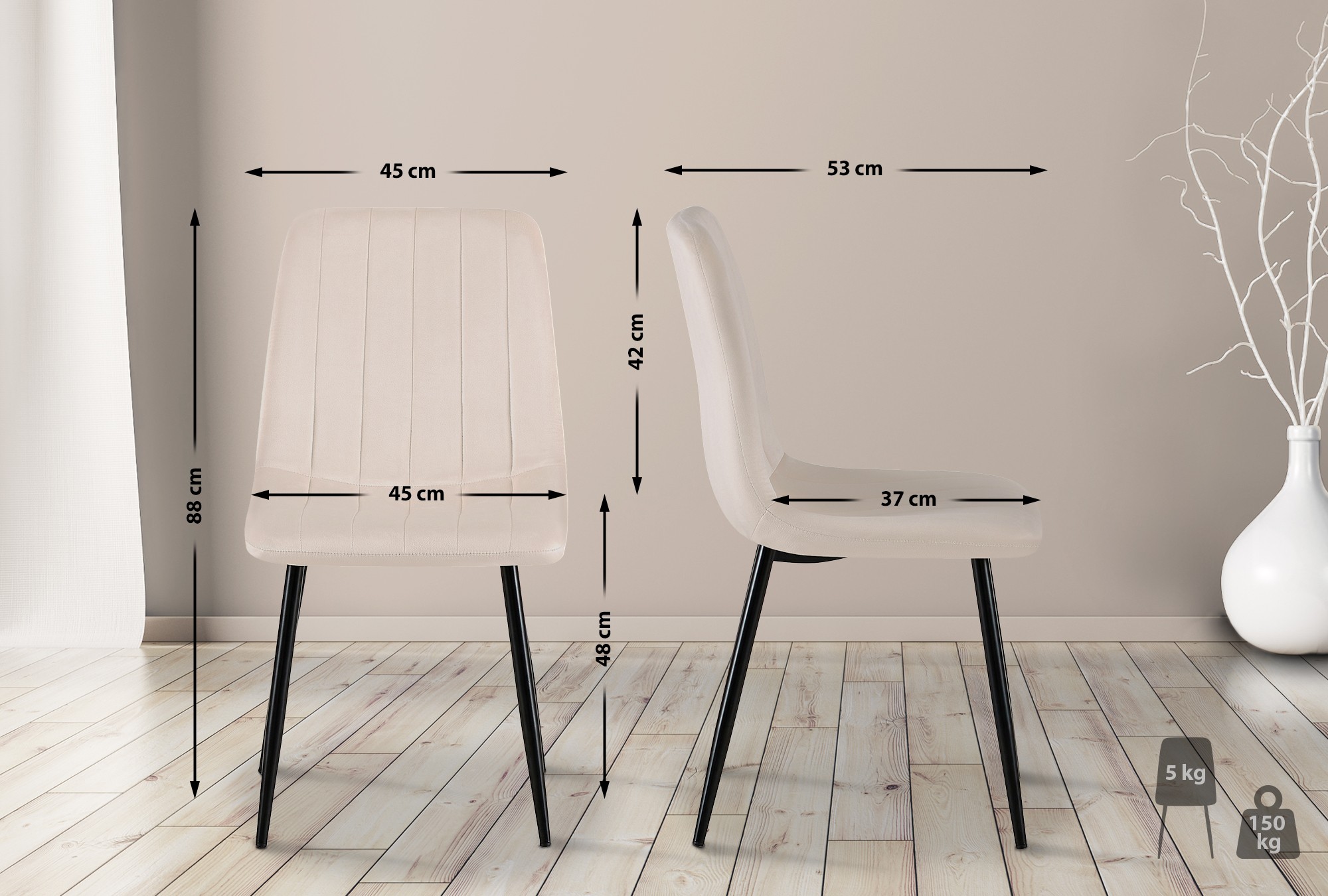 Chaise de salle à manger Dijon avec Piètement en métal noir