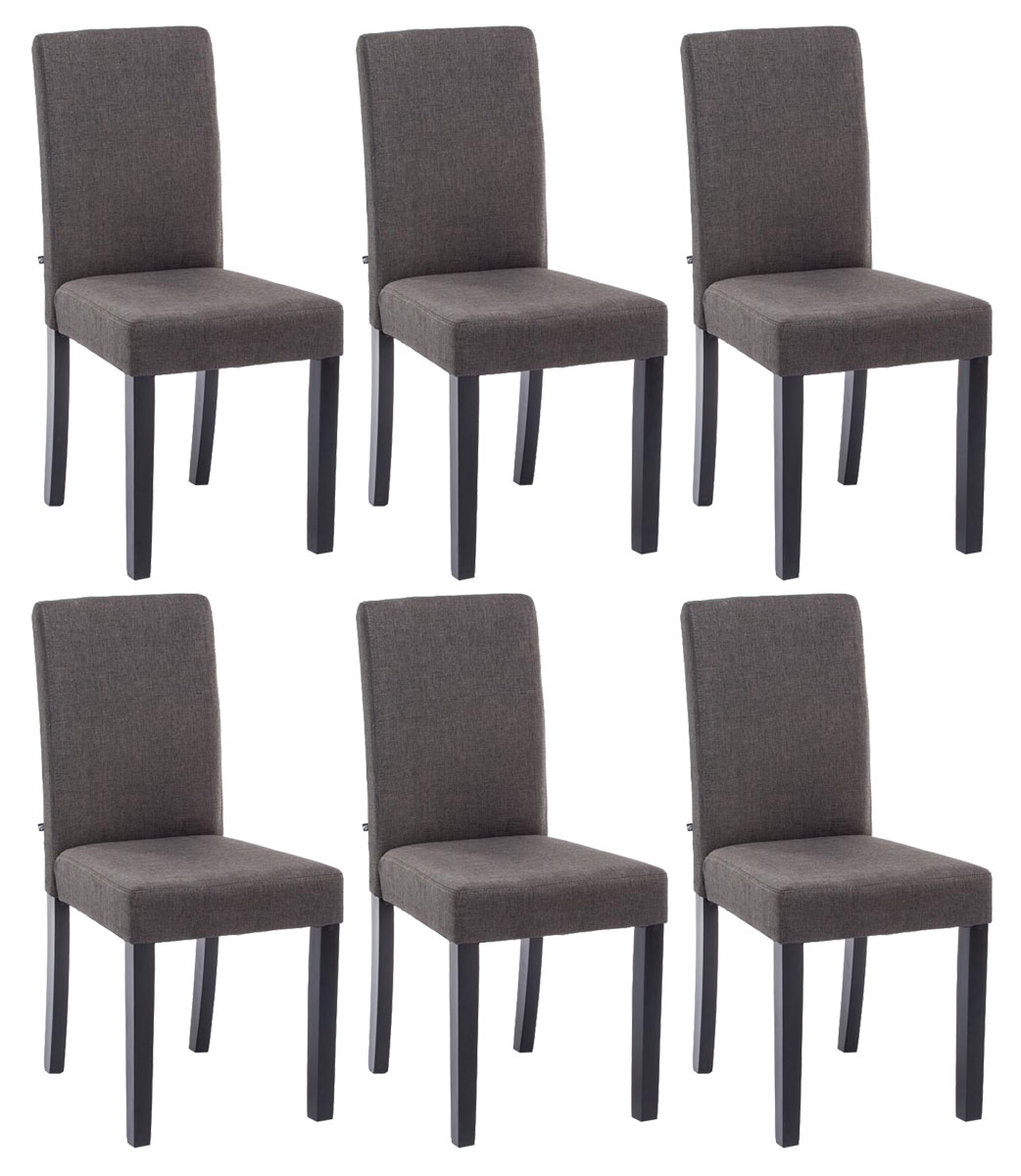Lot de 6 Chaises de salle à manger Ina Tissu avec pieds en Bois