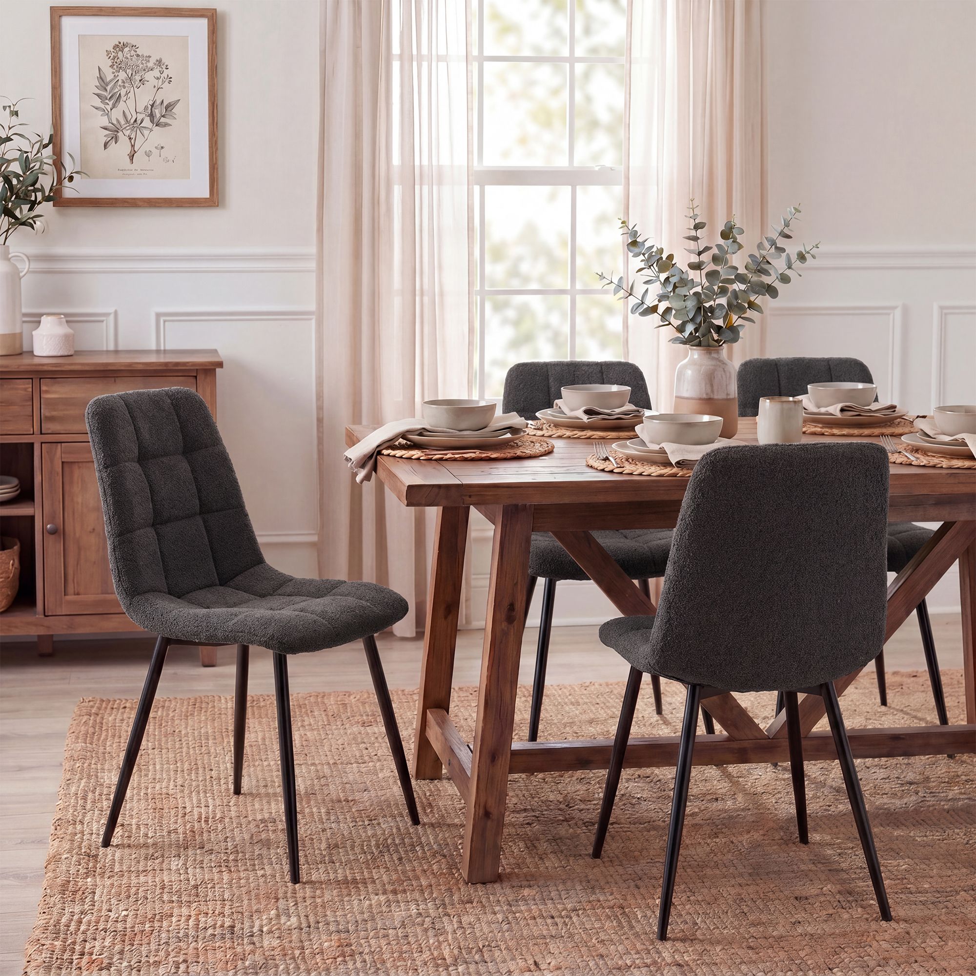 Chaise de salle a manger Antibes en tissu teddy