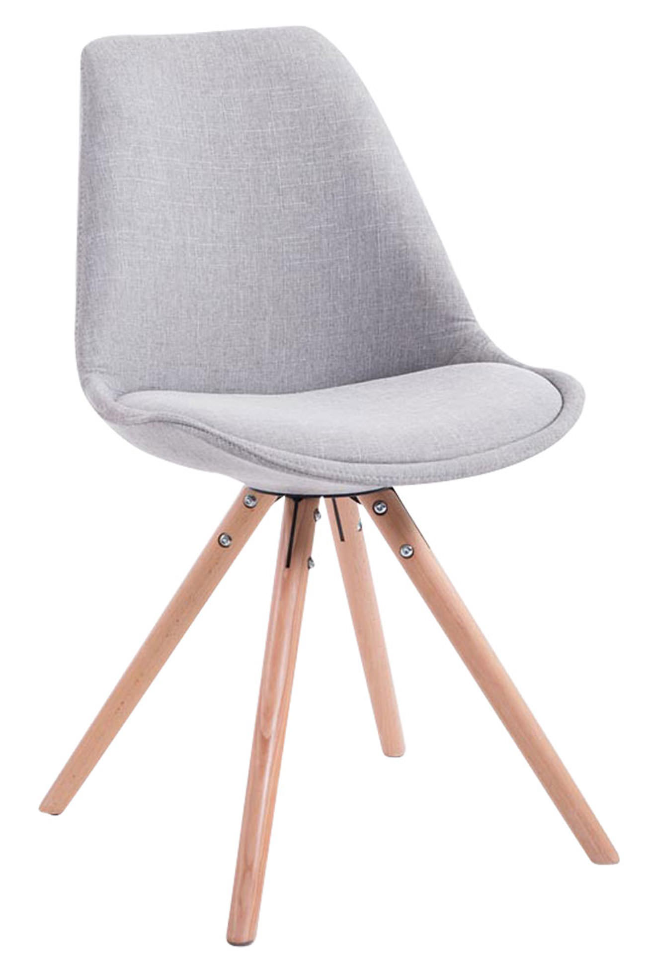 Lot de 4 Chaises de salle à manger Toulouse Tissu Pieds ronds bois