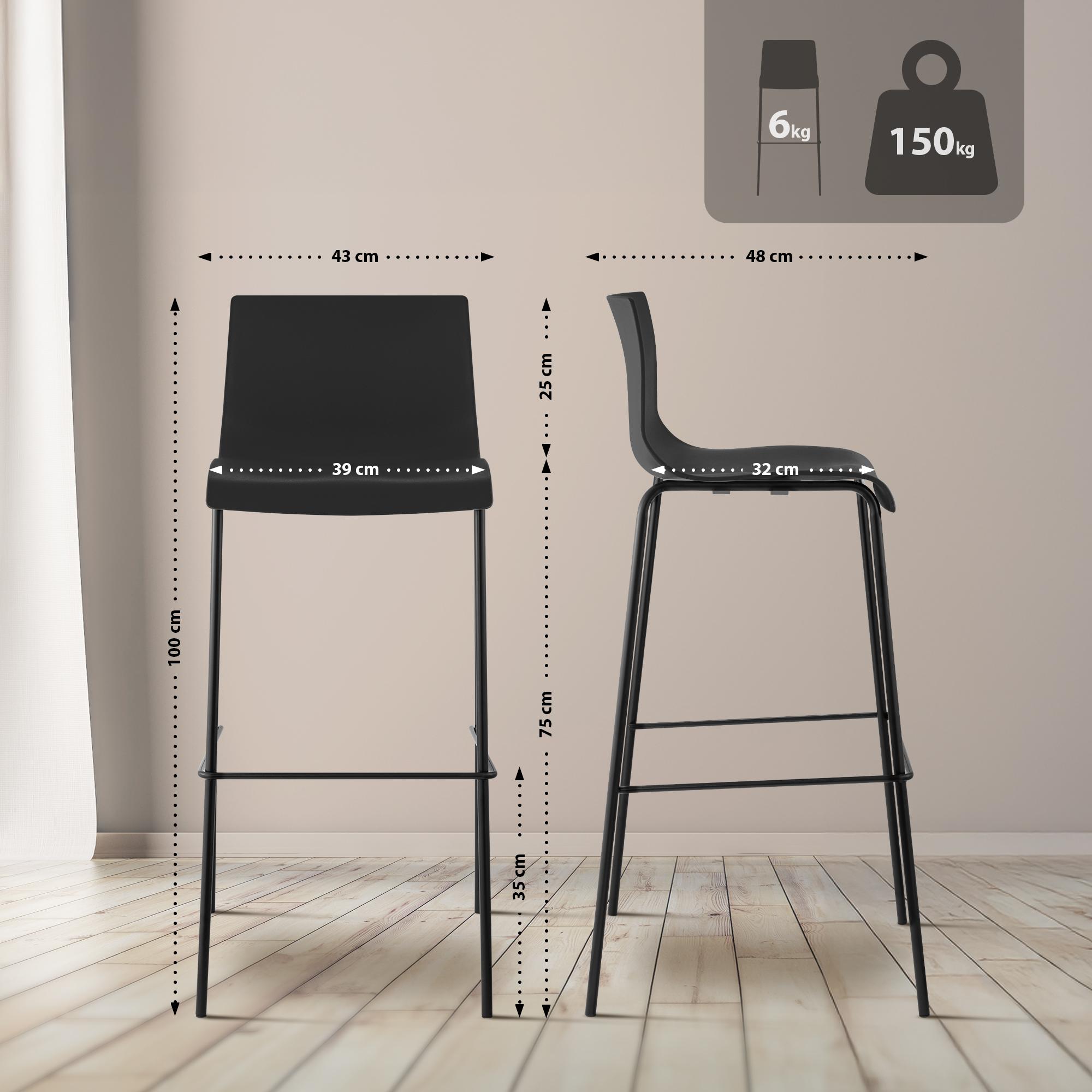 Tabouret de Bar Hover Plastique Cadre à 4 Pieds