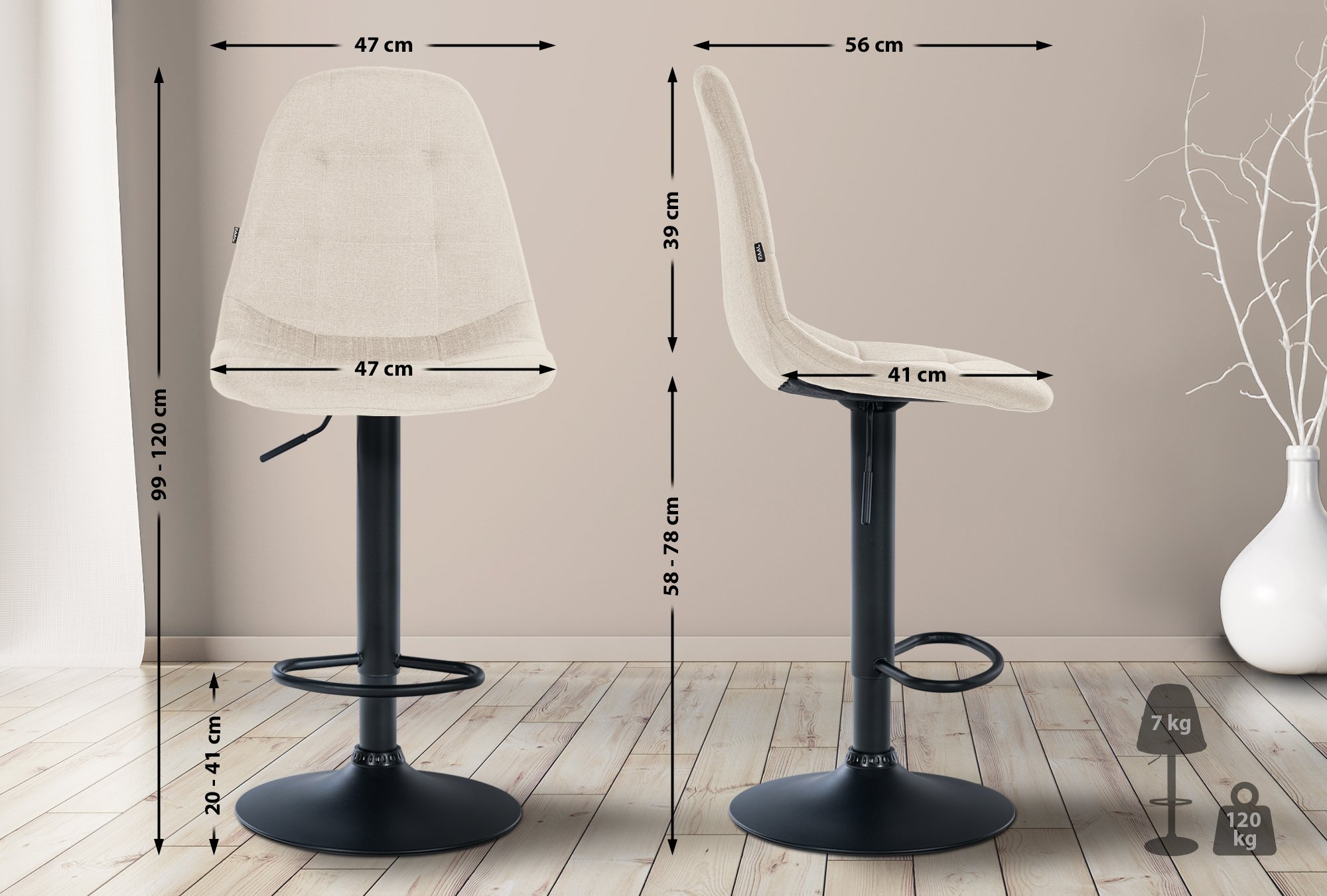 Tabouret de bar Elmore Tissu