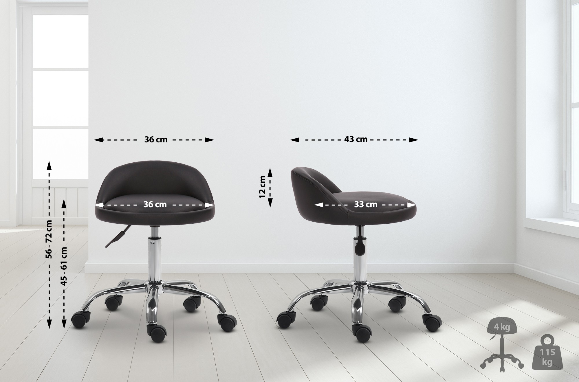 Tabouret de travail Teramo en similicuir