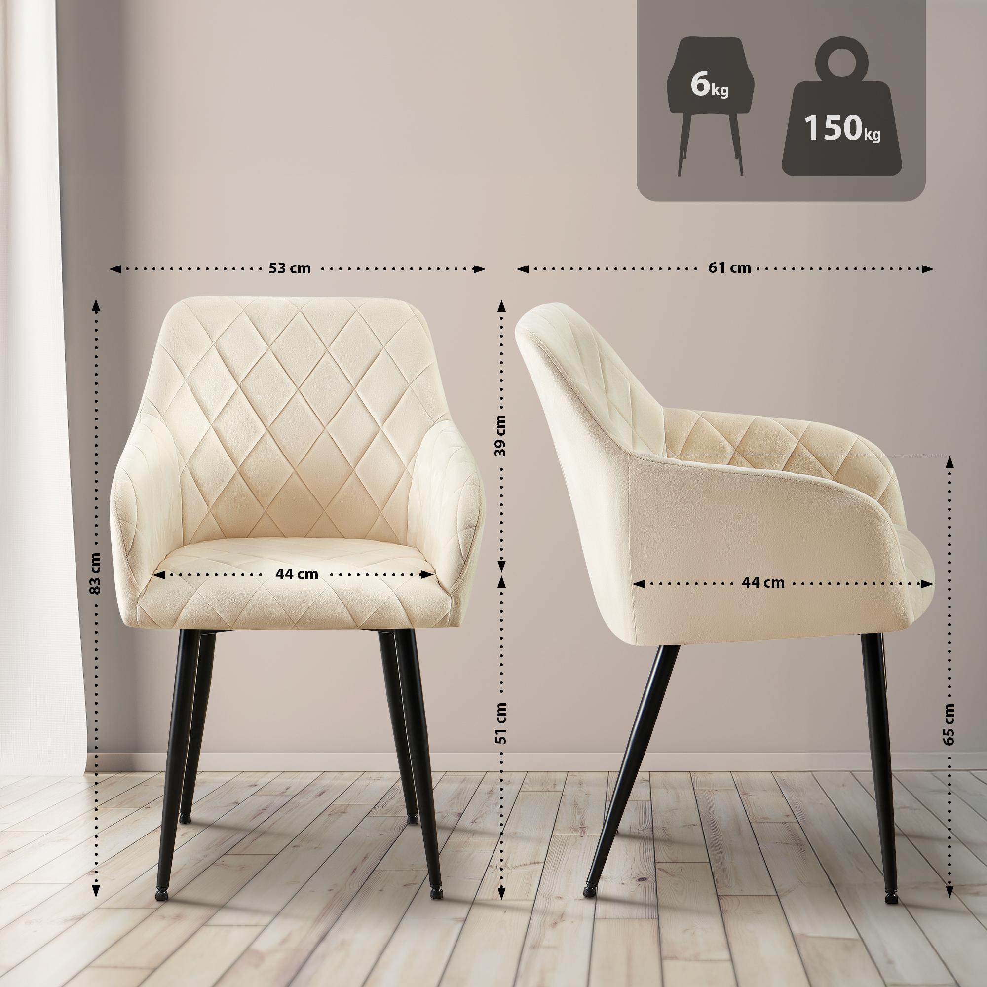 Lot de 2 chaises de salle à manger Monett velours