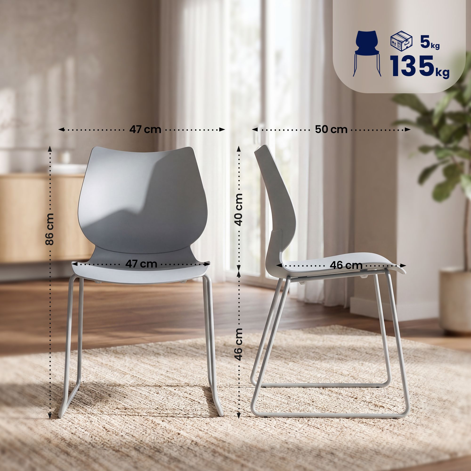 Lot de 2 chaises empilables Houma