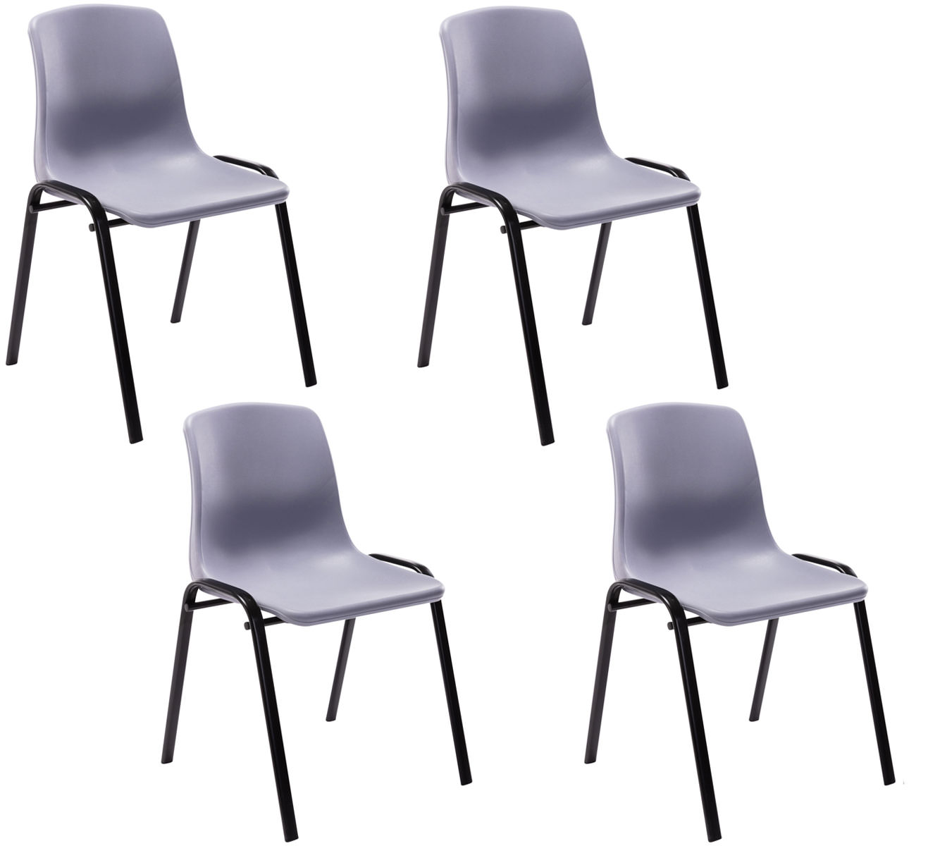 Lot de 4 chaises empilables Nowra avec assise en plastique et Pieds en métal noir mat