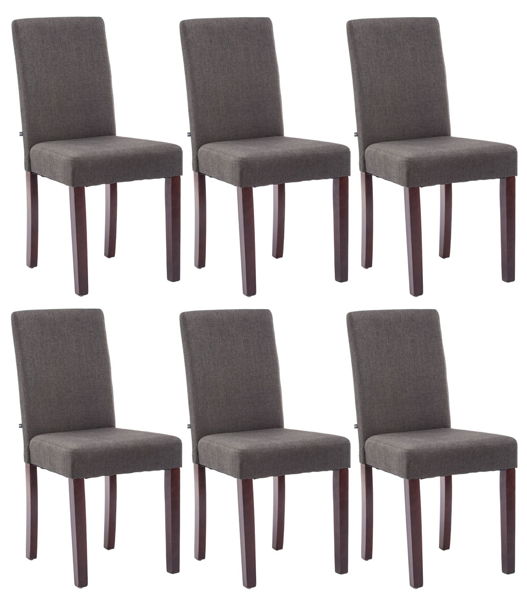 Lot de 6 Chaises de salle à manger Ina Tissu avec pieds en Bois
