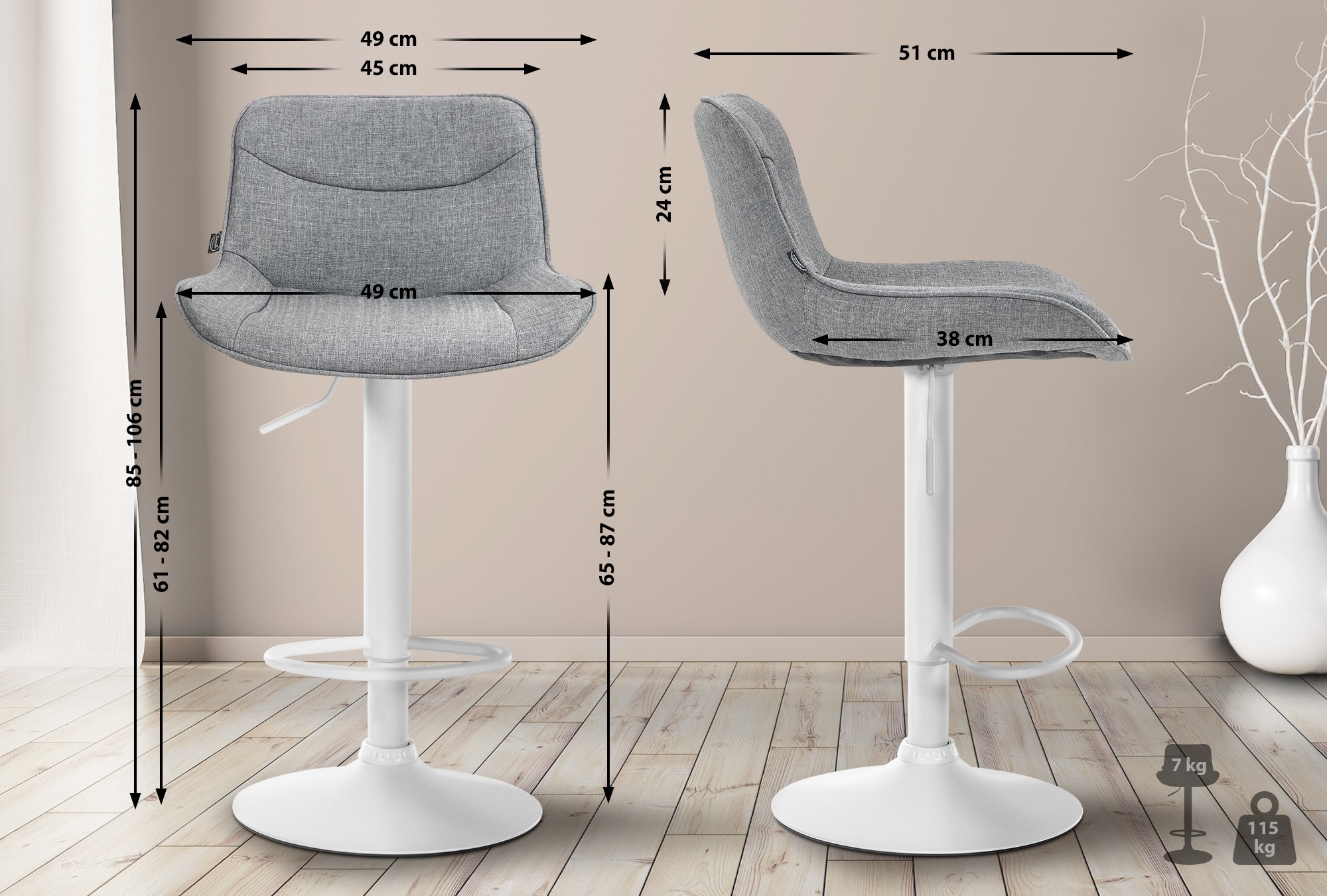 Tabouret de bar Vonore Tissu