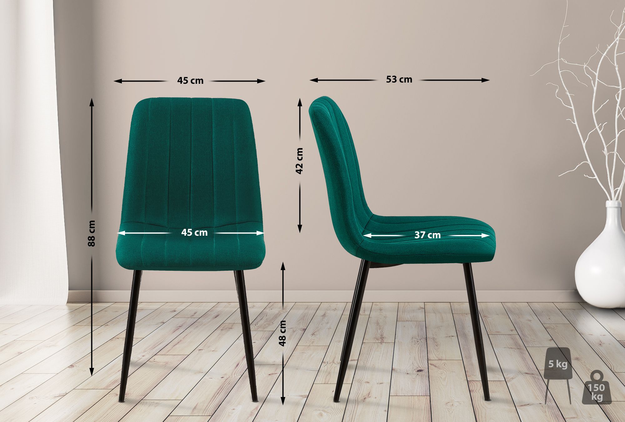 Chaise de salle à manger Dijon avec Piètement en métal noir
