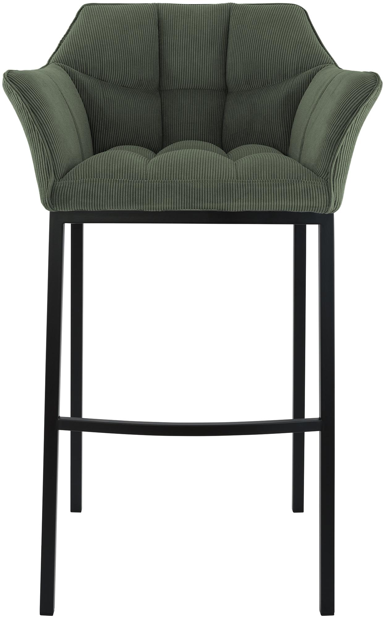 Tabouret de Bar Damaso en Velours Côtelé avec Piétement à Quatre Pieds