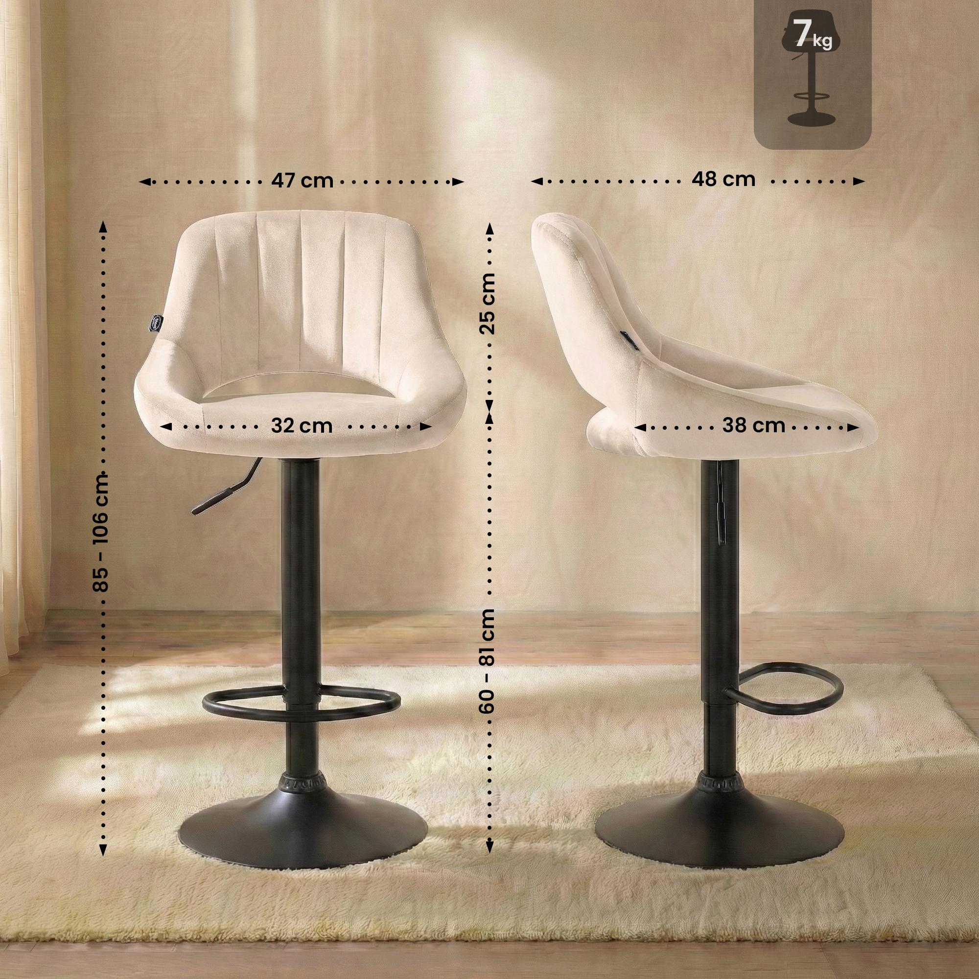 Lot de 2 tabourets de bar Milet en velours