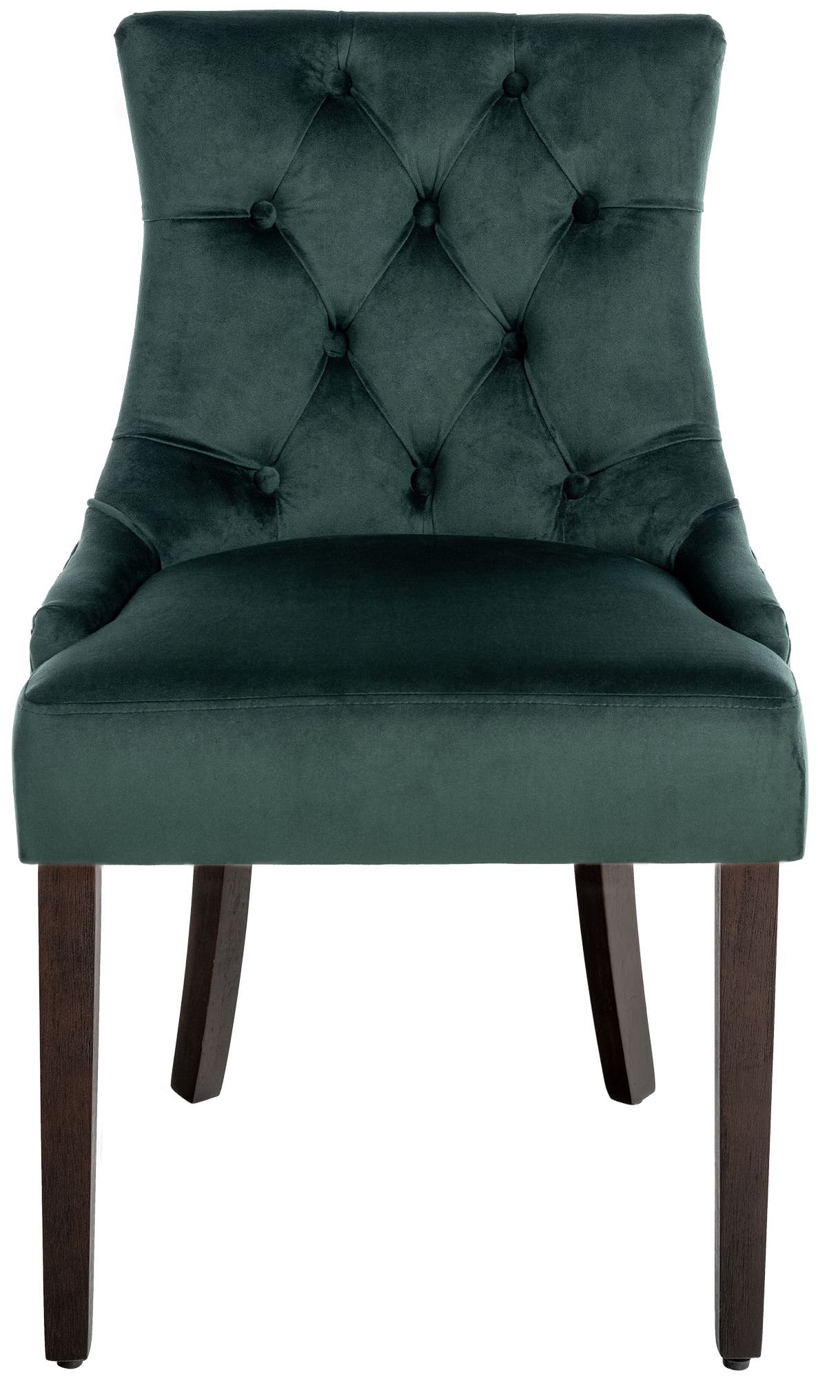 Lot de 4 Chaises de salle à manger Aberdeen en Velours Piètement en bois d'hévéa