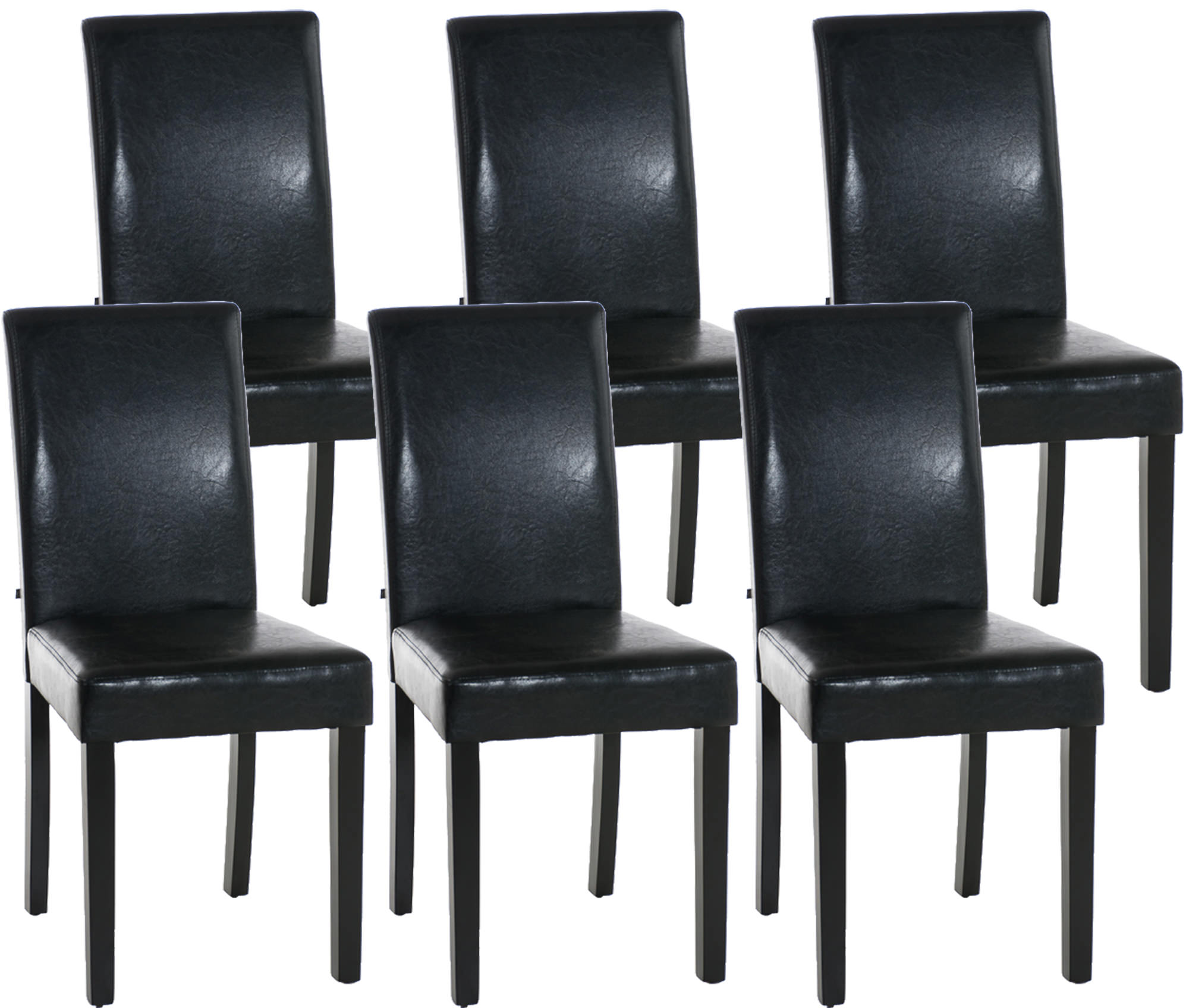 Lot de 6 Chaises de salle à manger Ina similicuir avec pieds en Bois