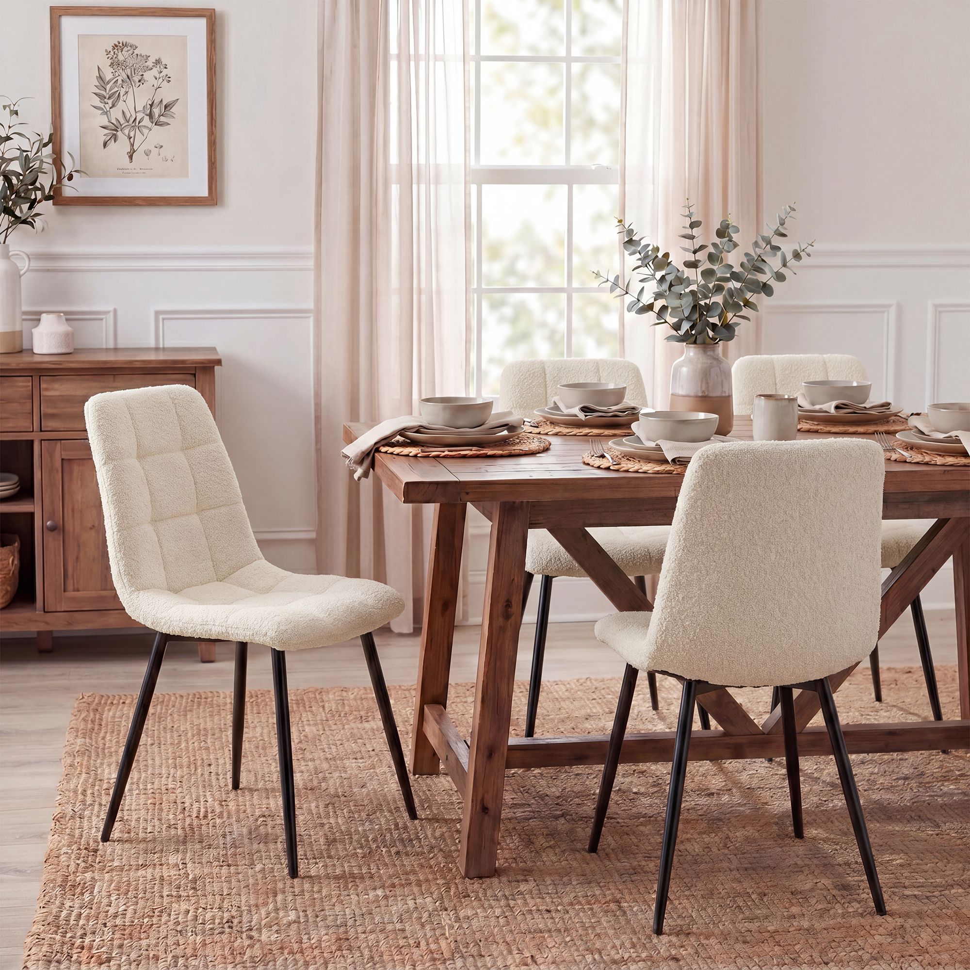 Chaise de salle a manger Antibes en tissu teddy