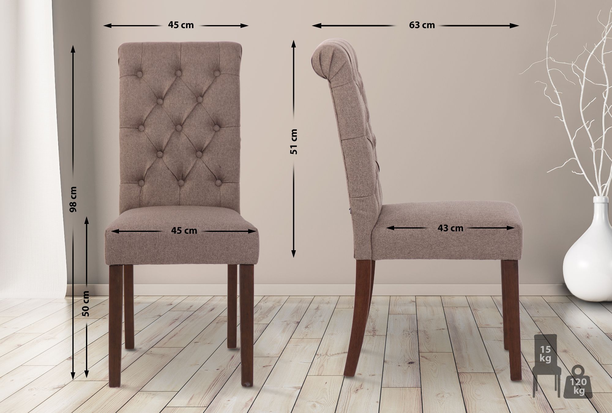Lot de 2 Chaises de salle à manger Lisburn