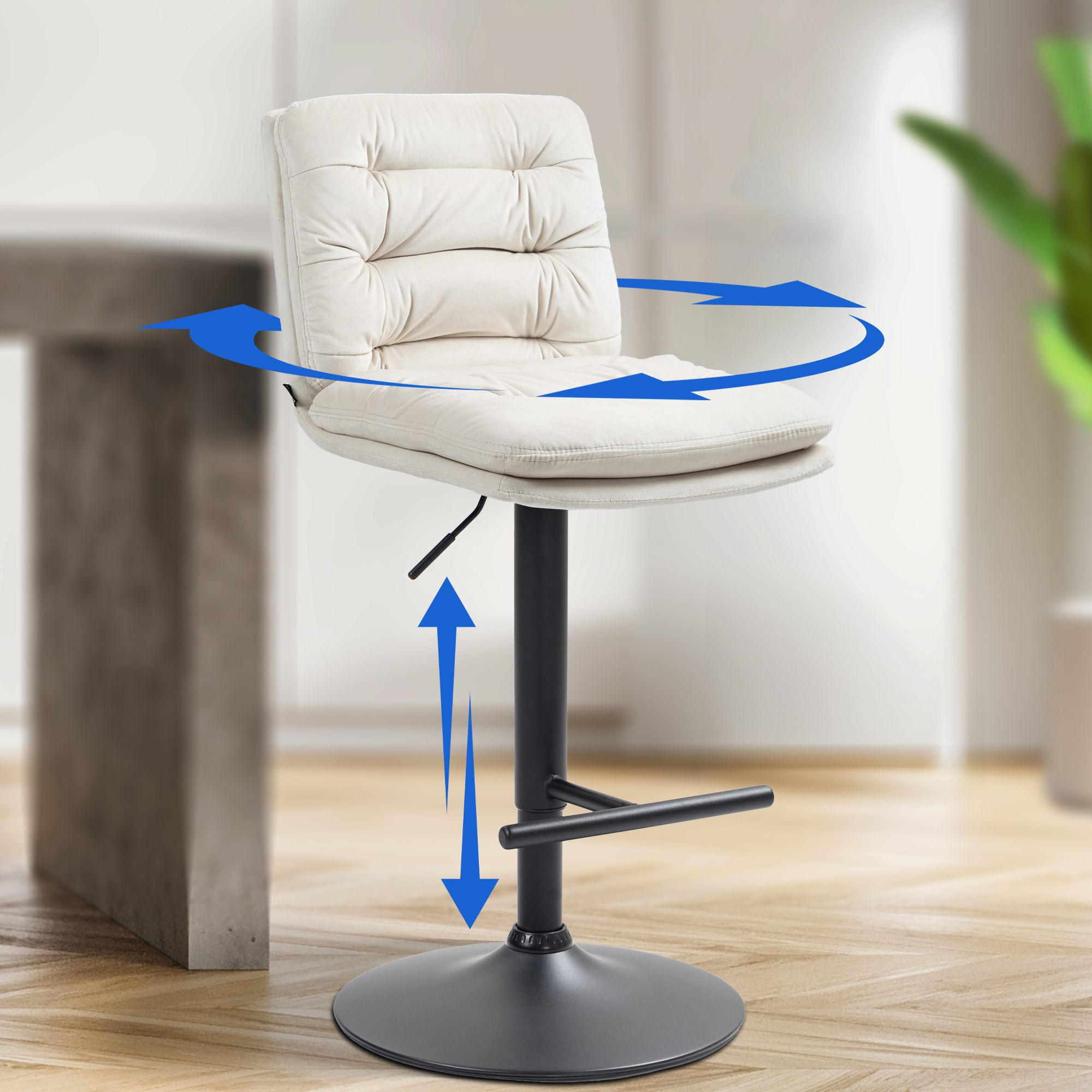 Lot de 2 tabourets de bar Damar velours