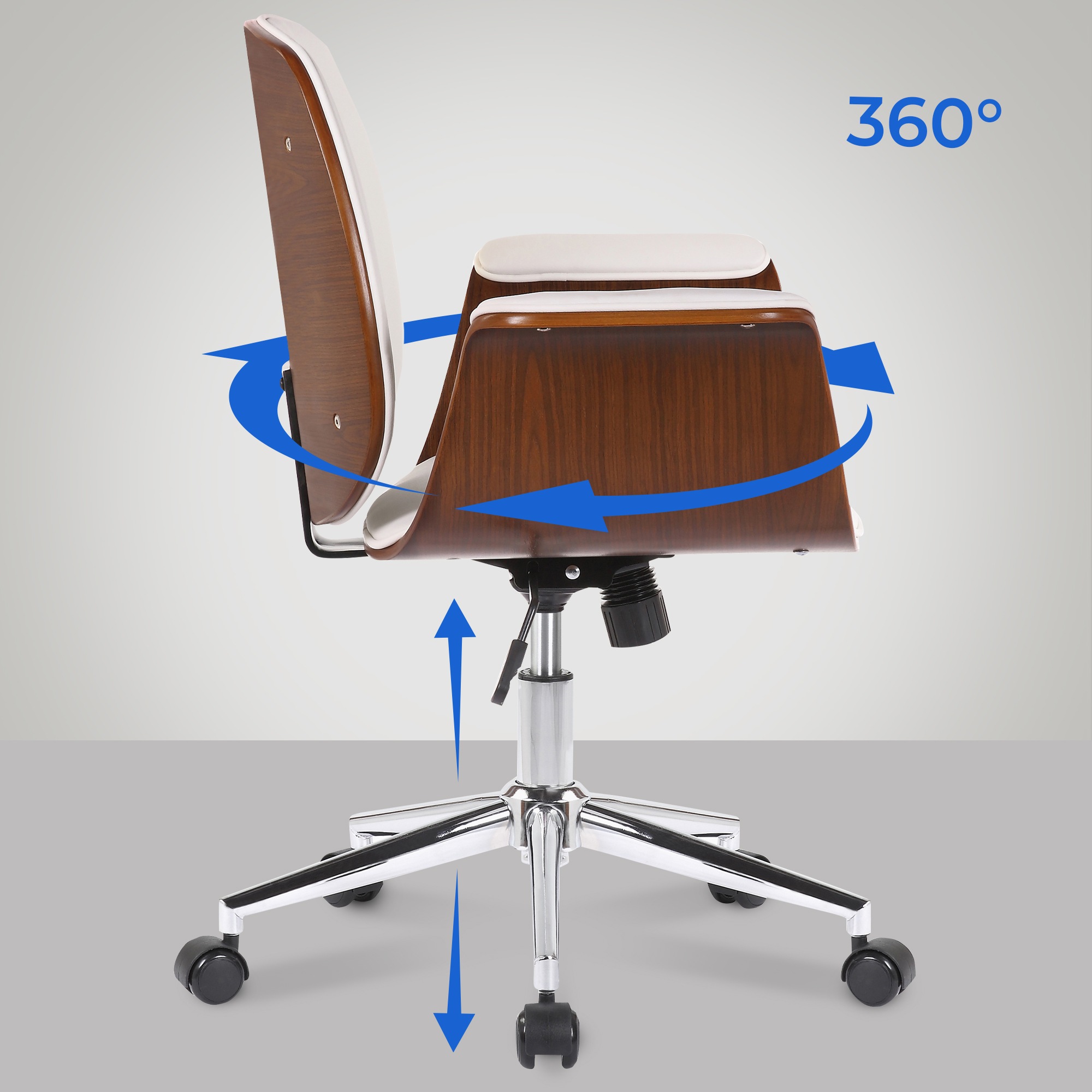 Fauteuil de bureau Kemberg en similicuir avec coque d'assise en bois