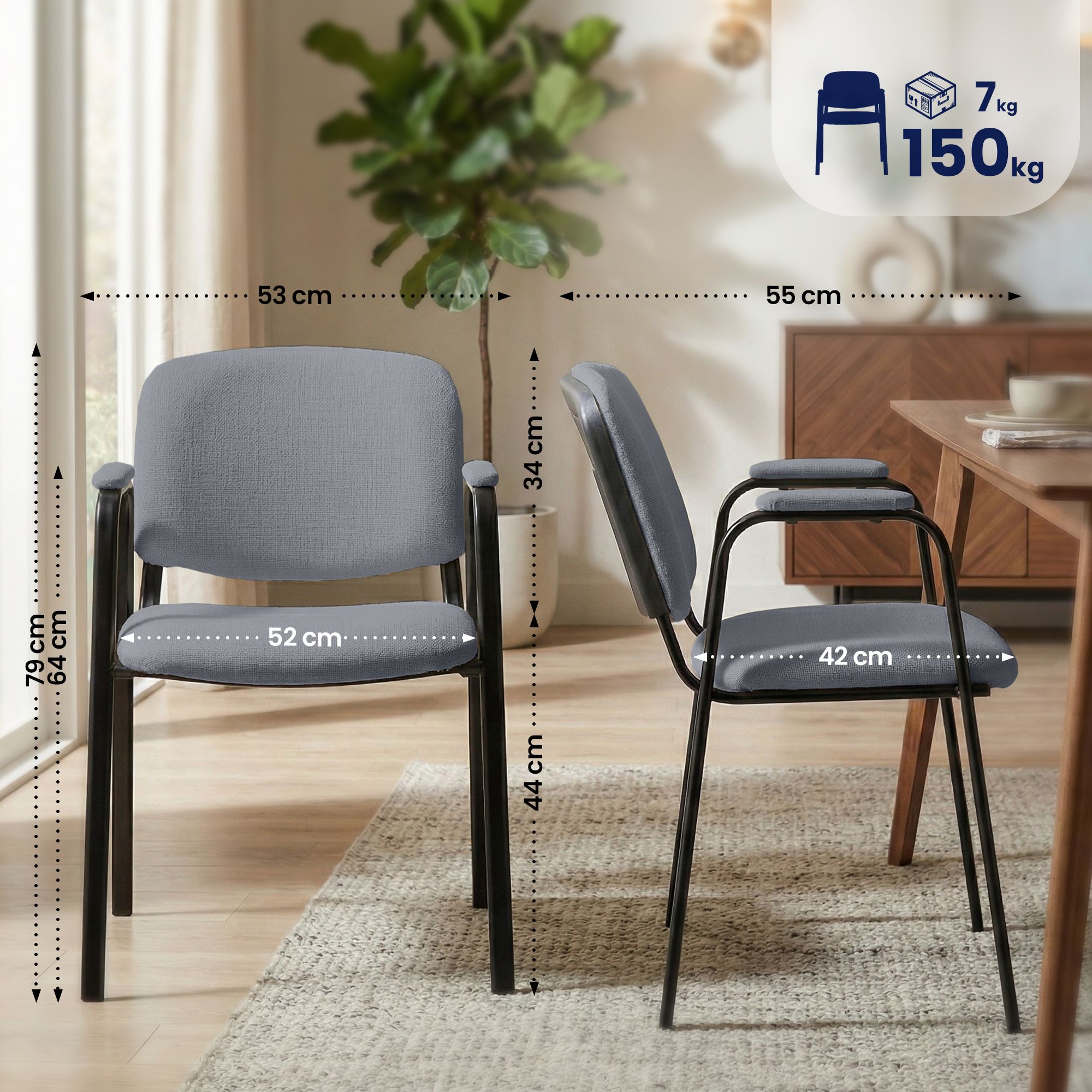 Lot de 4 Chaises Empilables Ken Pro en Tissu