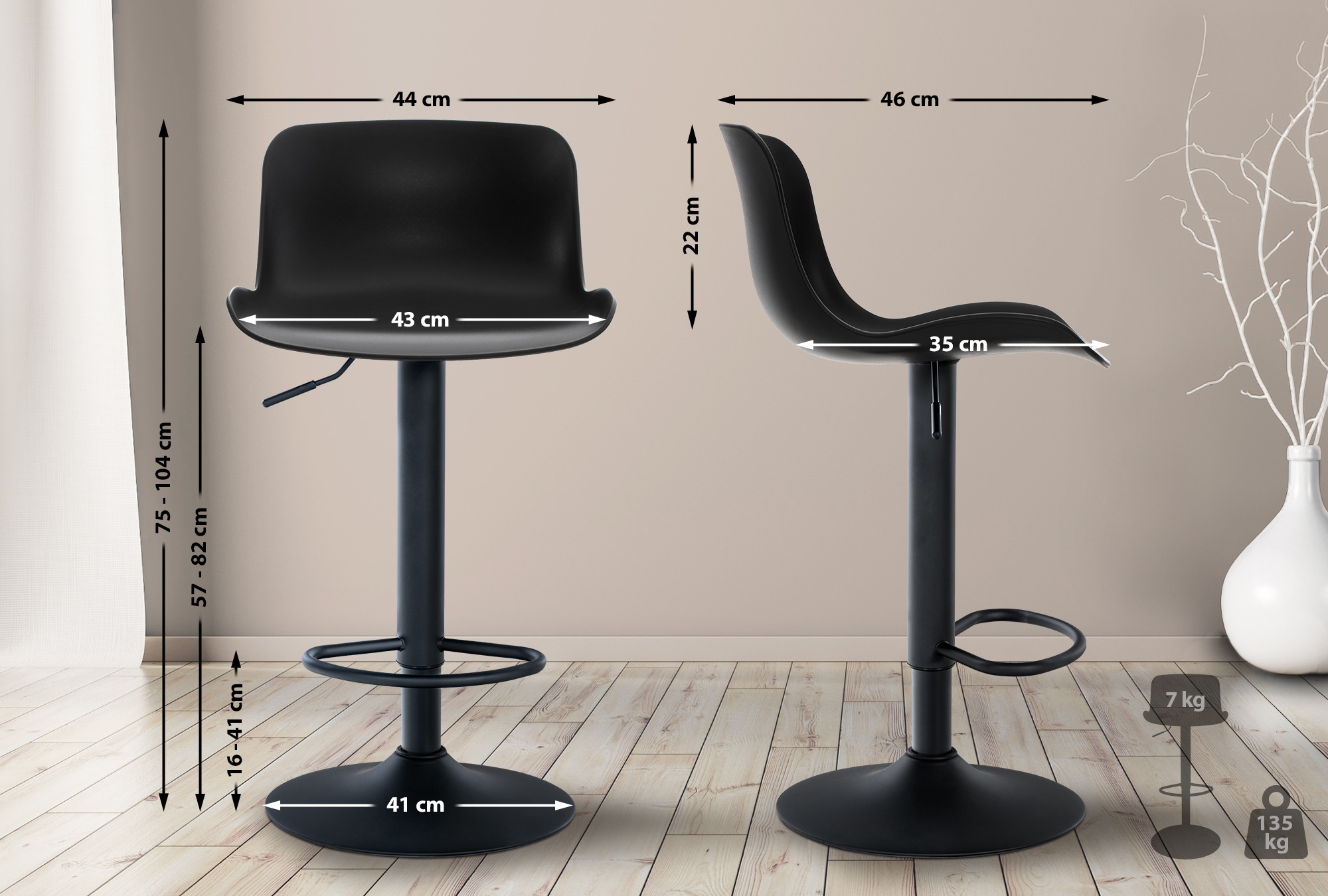 Tabouret de bar Almada en Plastique
