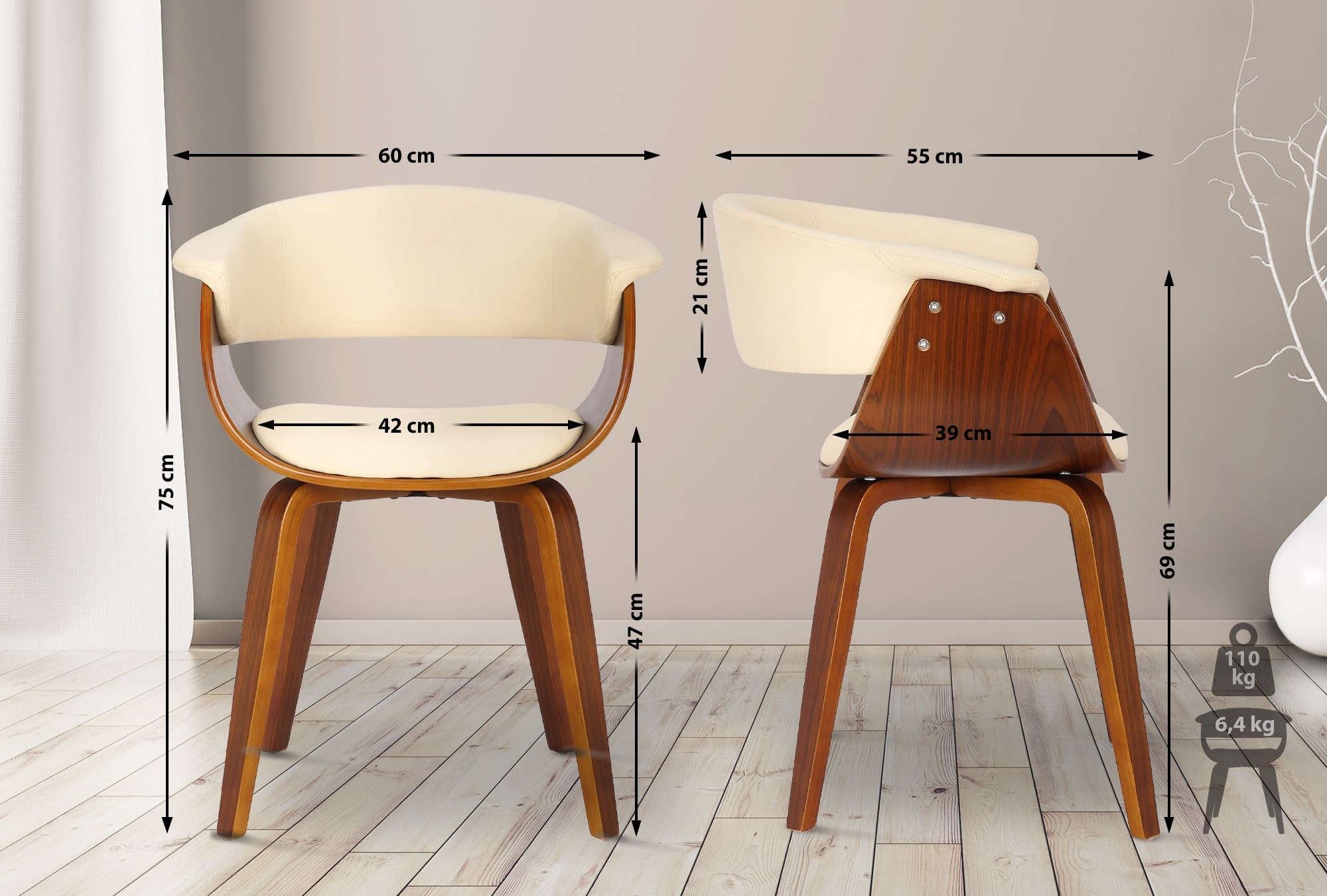 Lot de 2 chaises Bruce