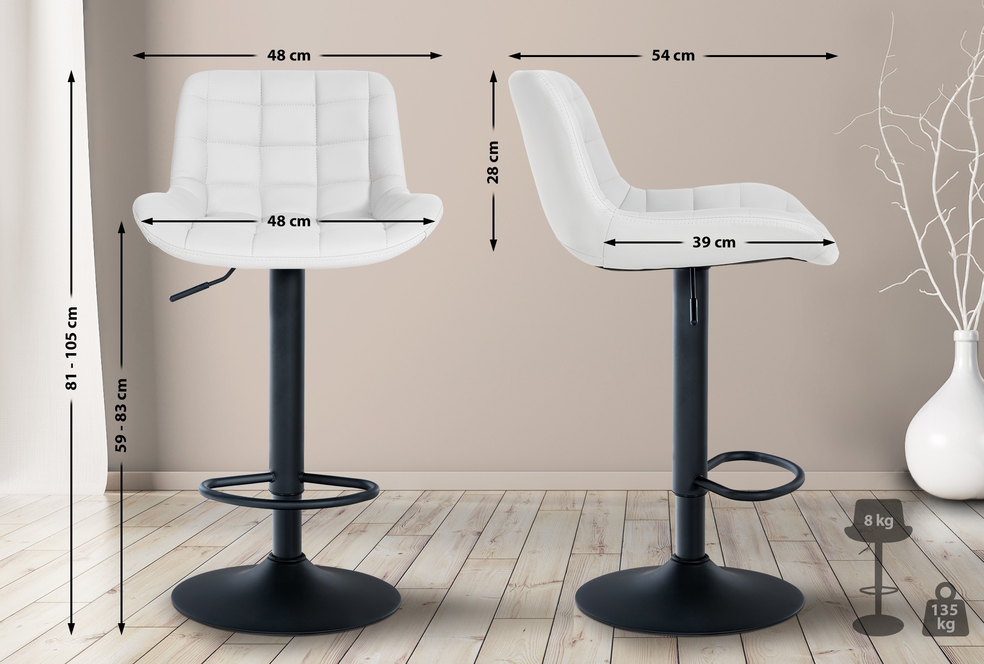 Lot de 2 tabourets de bar Tover