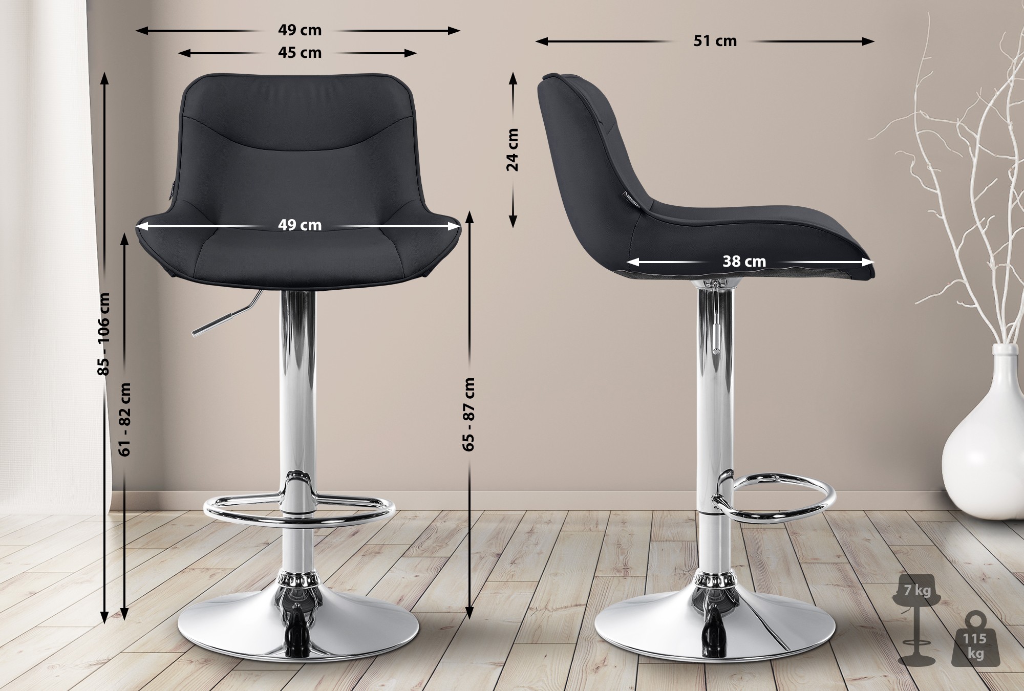 Tabouret de bar Vonore similicuir