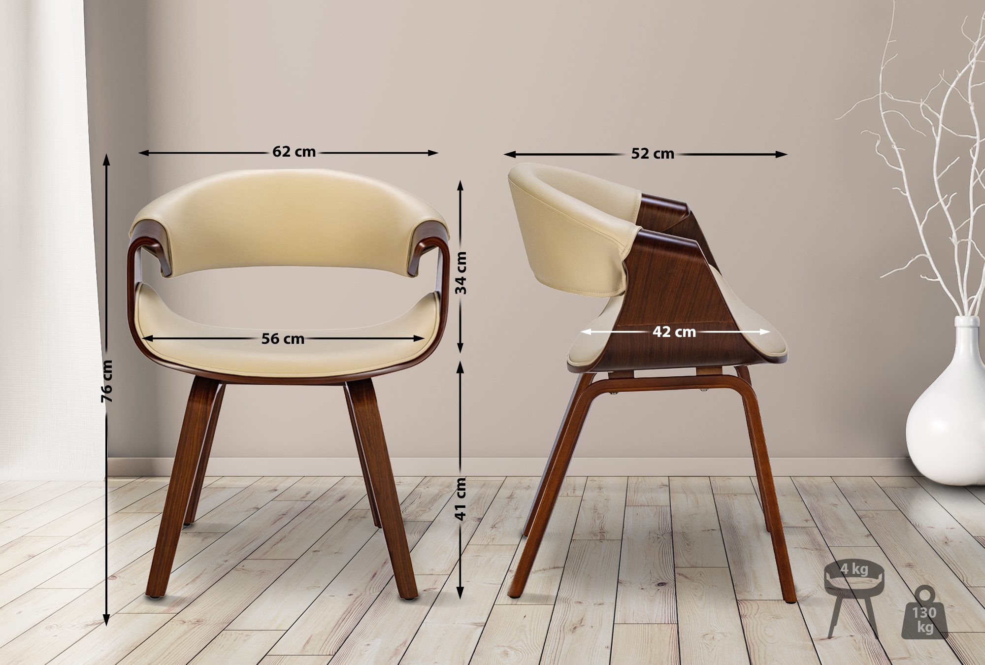 Lot de 2 chaises de salle à manger Foley