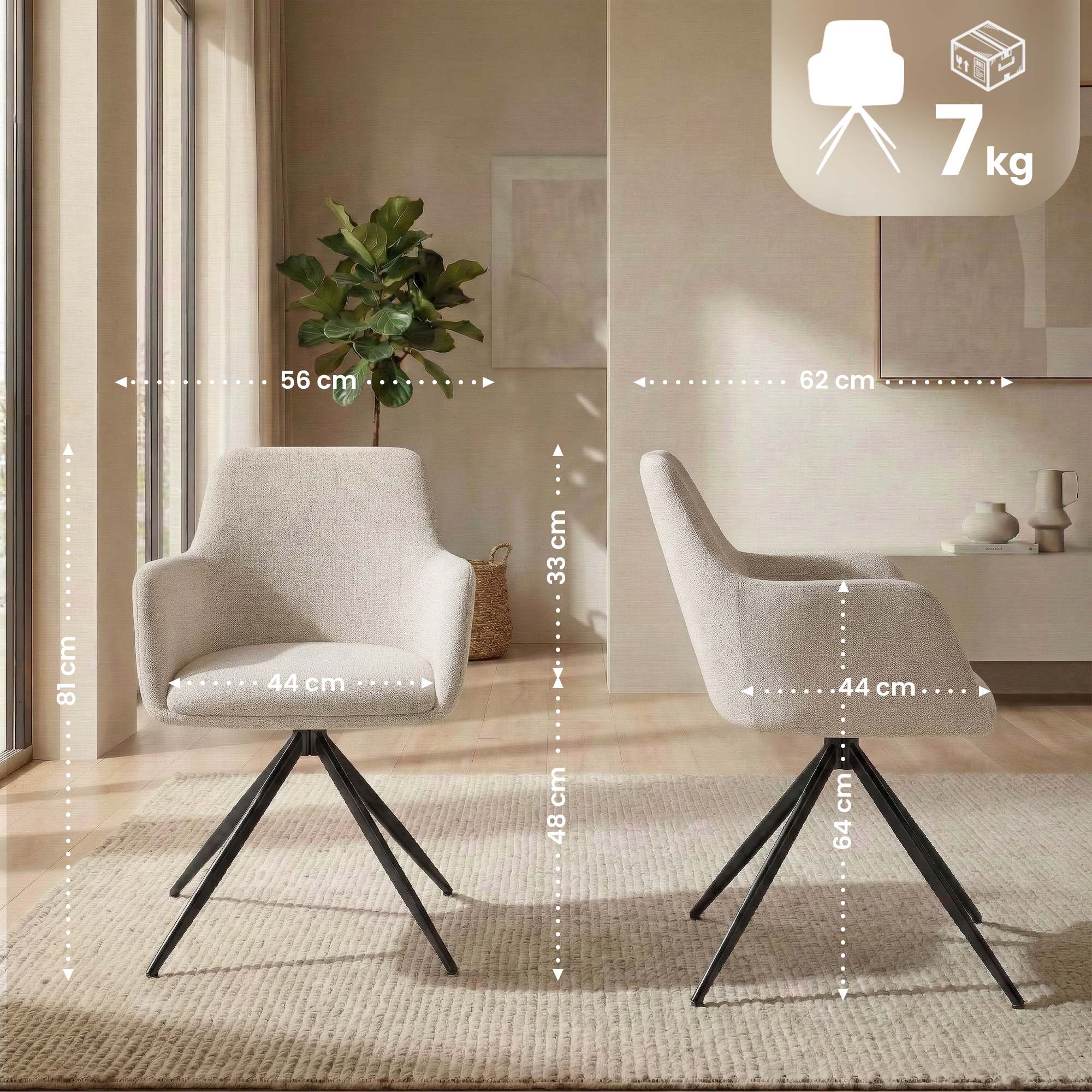 Chaise de salle a manger Olema en tissu
