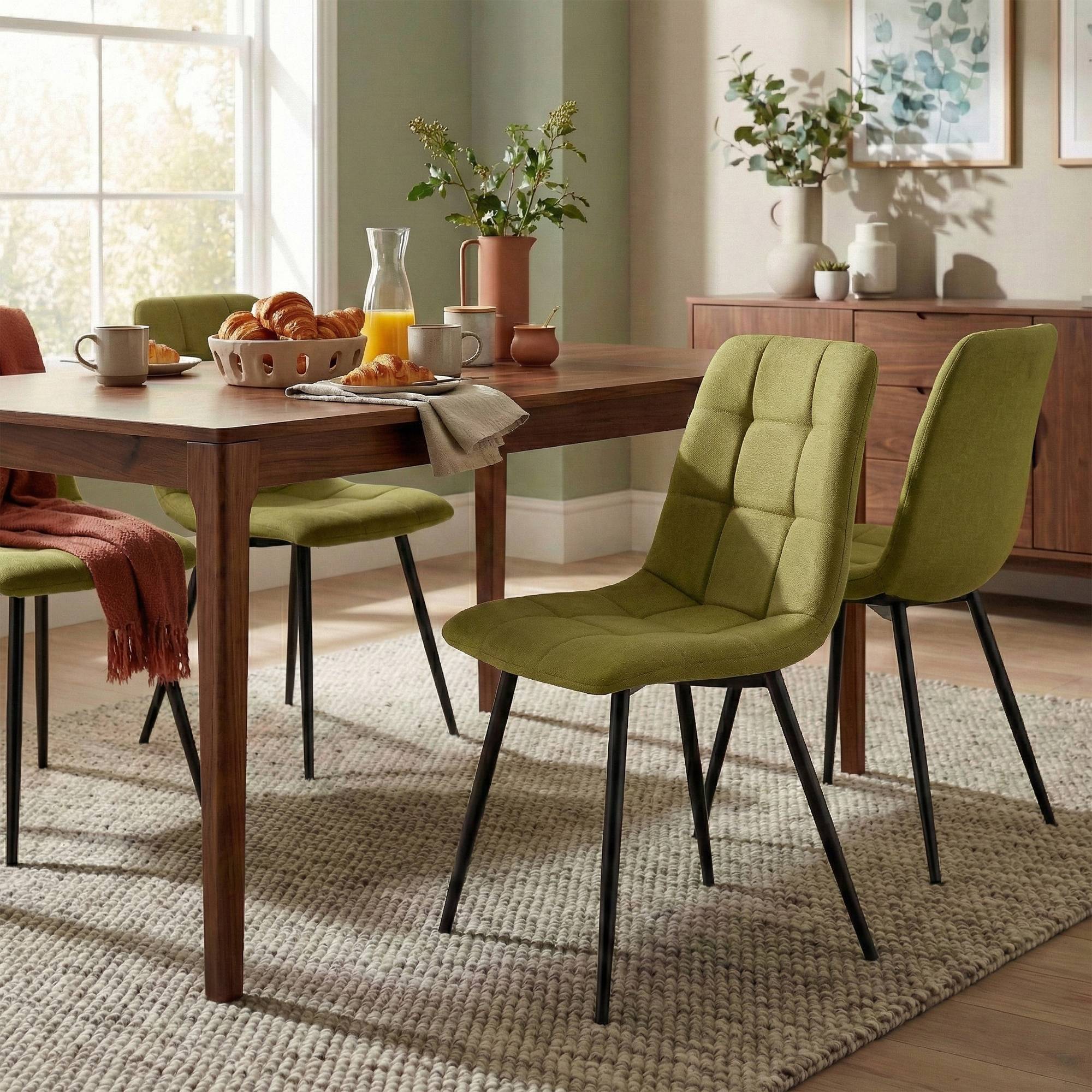 Lot de 4 chaises de salle a manger Antibes en tissu
