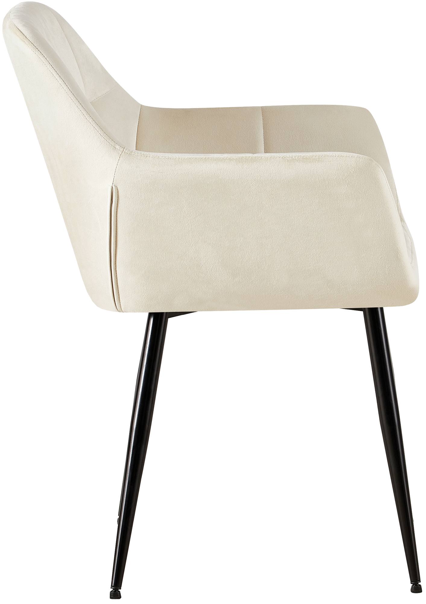 Lot de 4 Chaises de salle à manger Emia en Velours avec Piètement en Métal noir