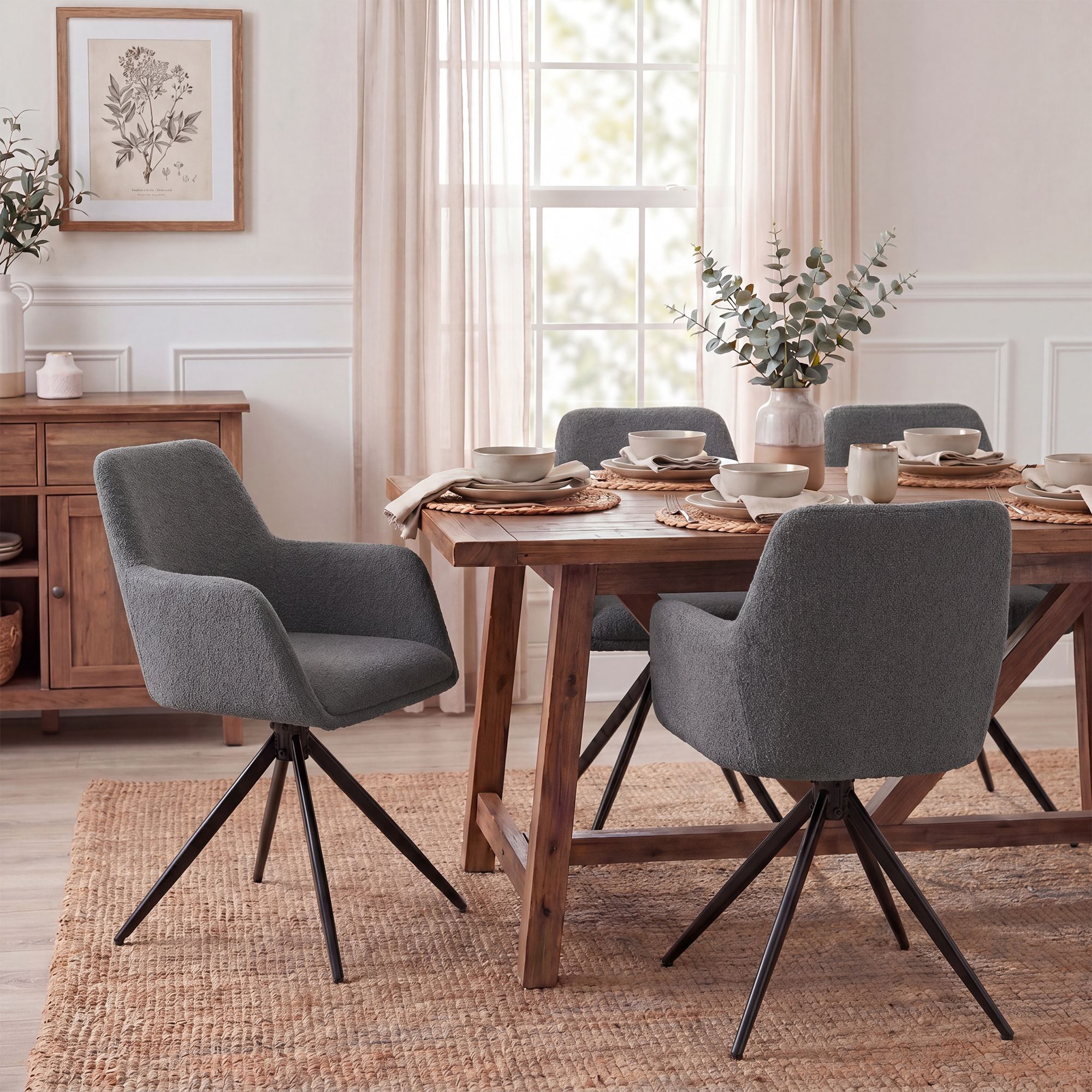 Chaise de salle à manger Olema en tissu bouclette