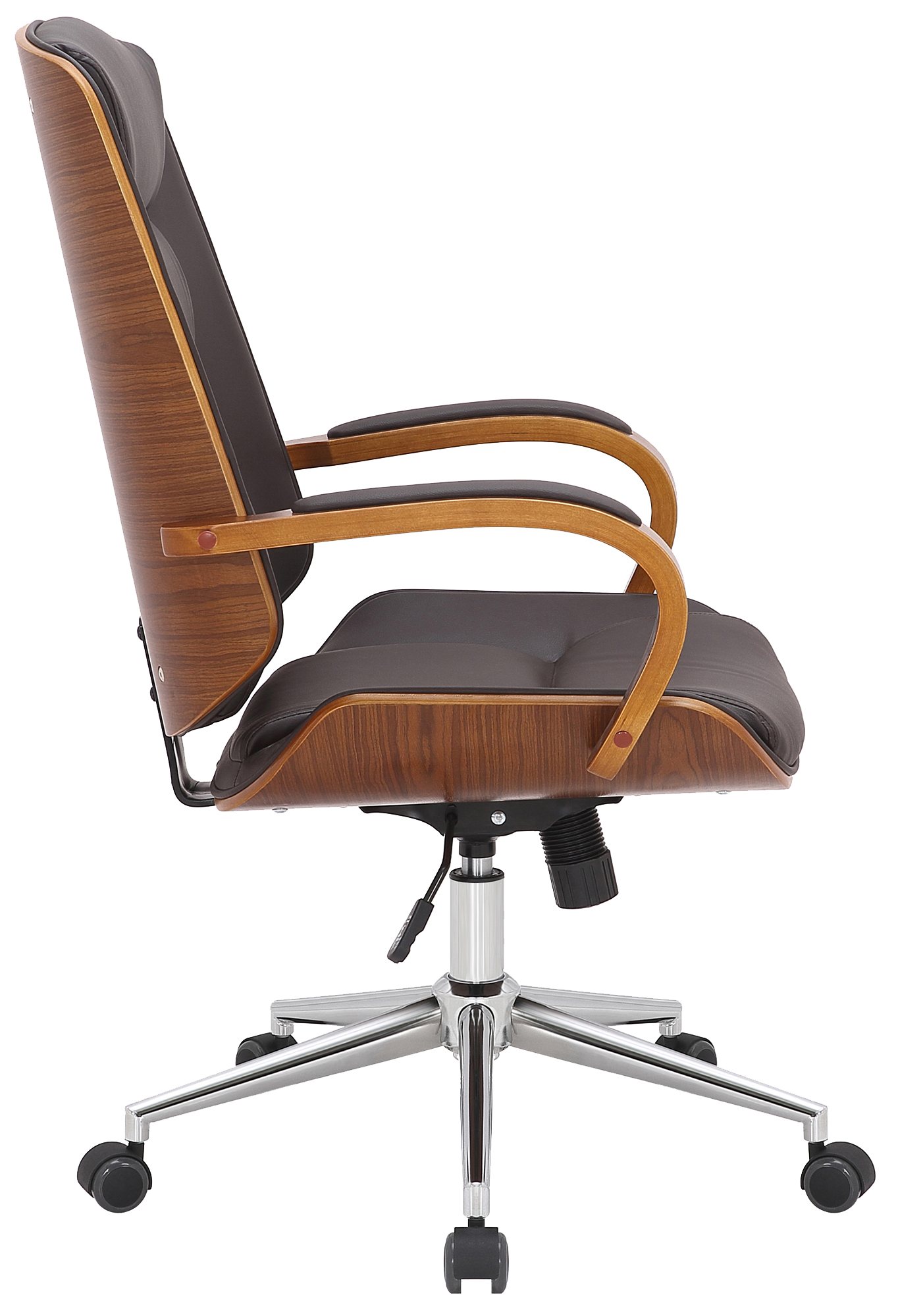 Fauteuil de bureau Yankton en similicuir avec coque de siège en bois