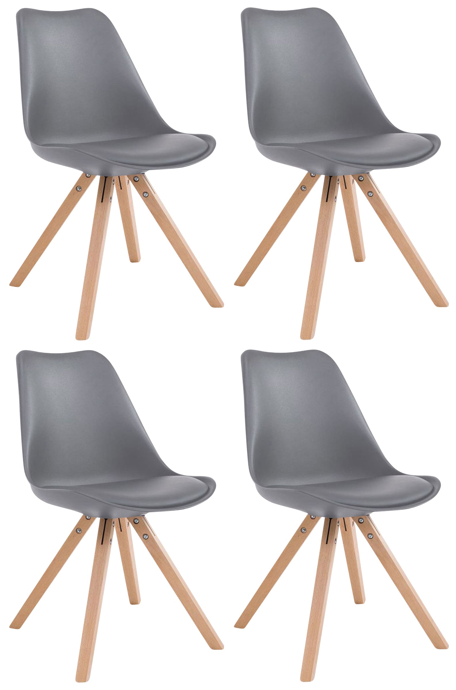 Lot de 4 Chaises de salle à manger Toulouse similicuir Pieds carrés bois
