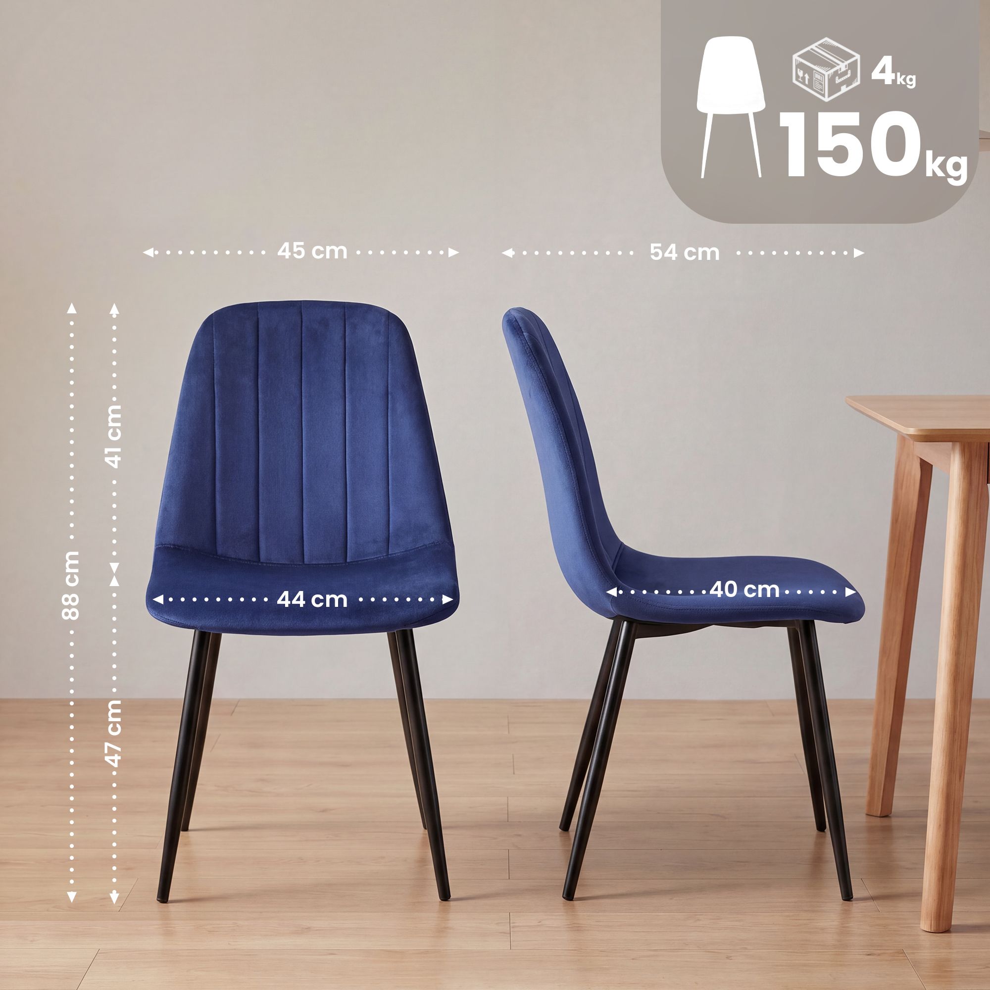 Chaise de salle a manger Baxter en velours