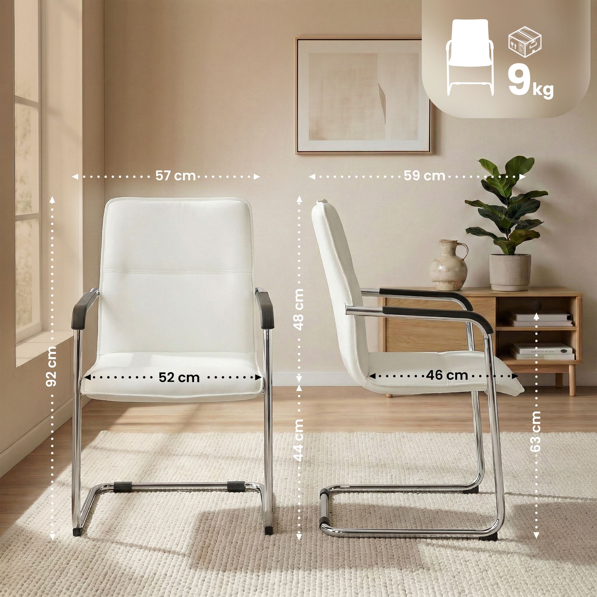 Lot de 2 chaises cantilever Seattle en similicuir