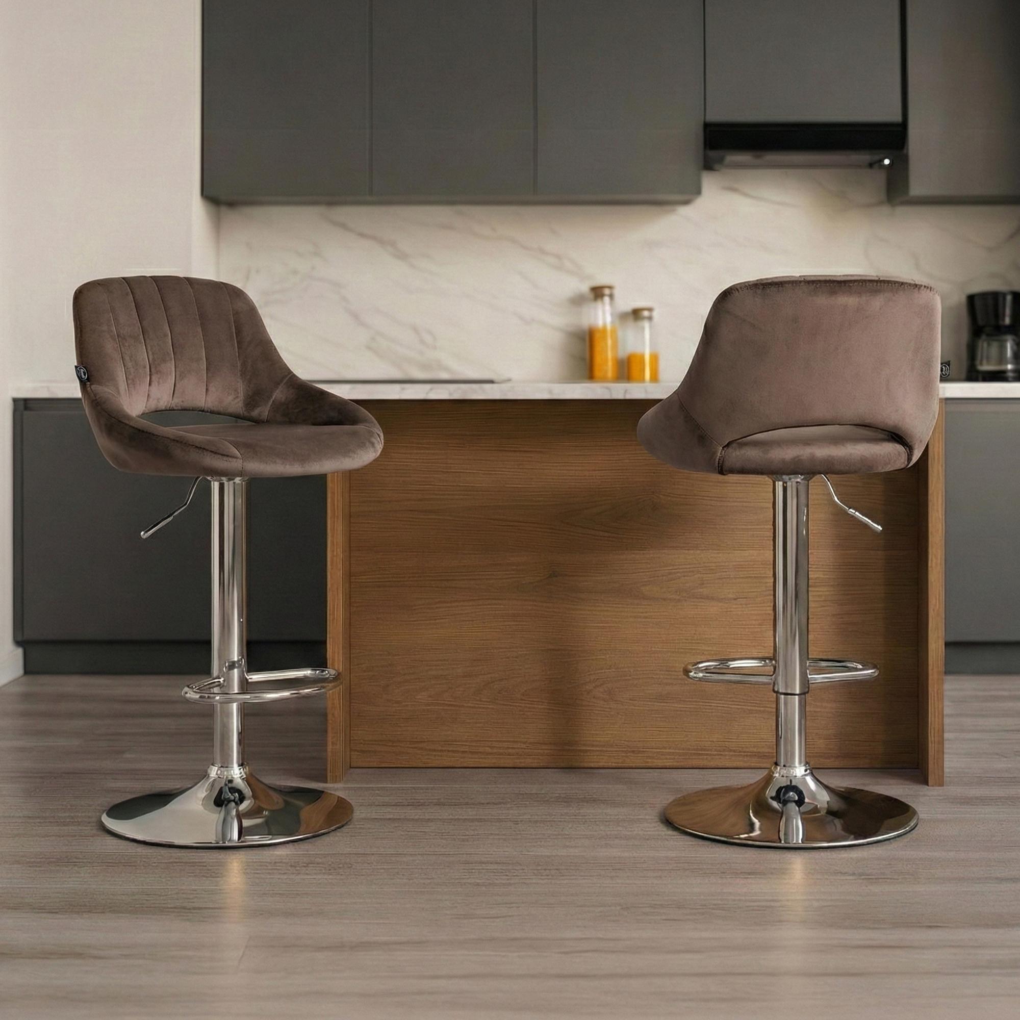 Lot de 2 tabourets de bar Milet en velours