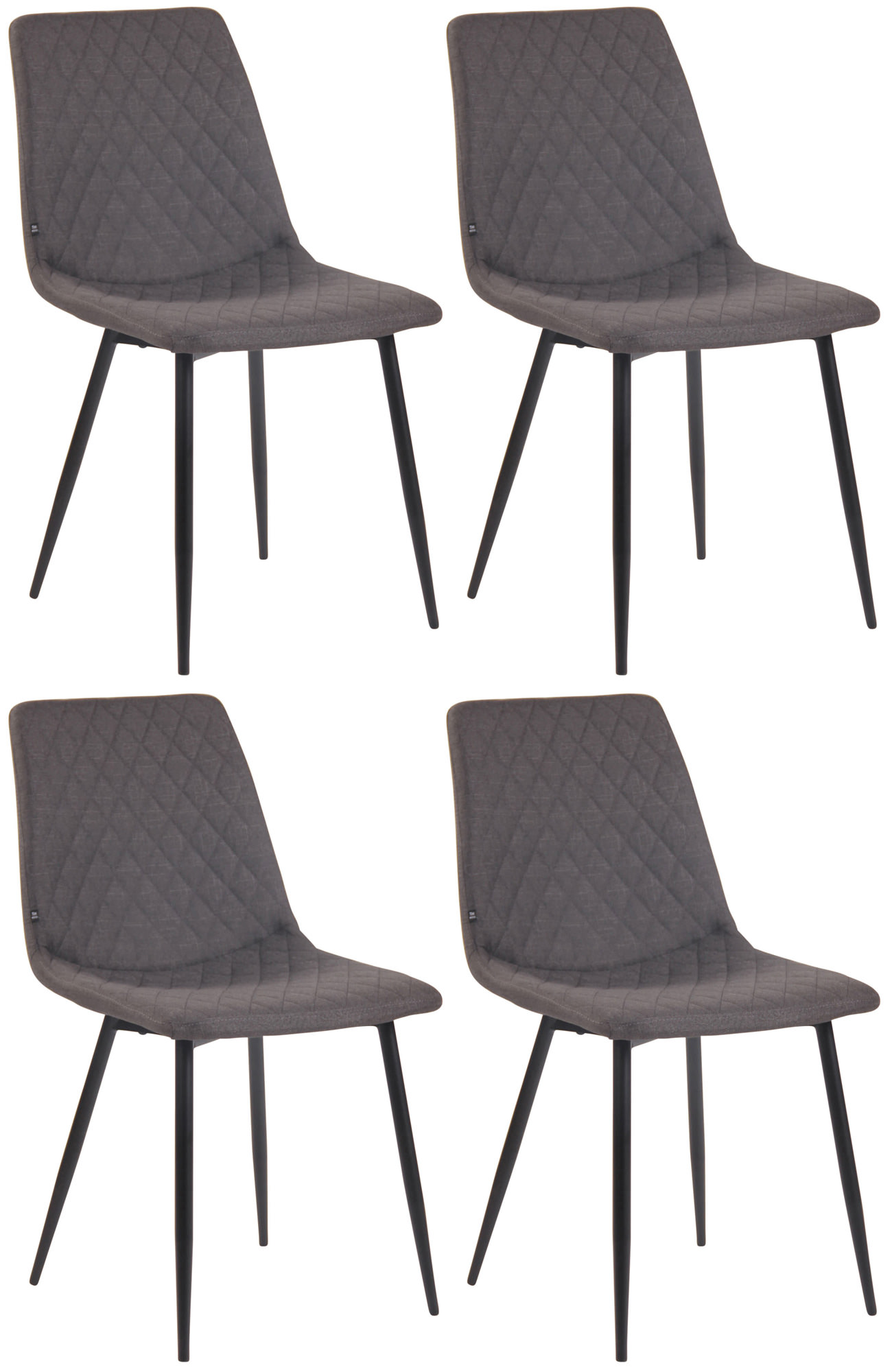 Lot de 4 chaises de salle à manger Telde en tissu avec Piètement en Métal noir mat