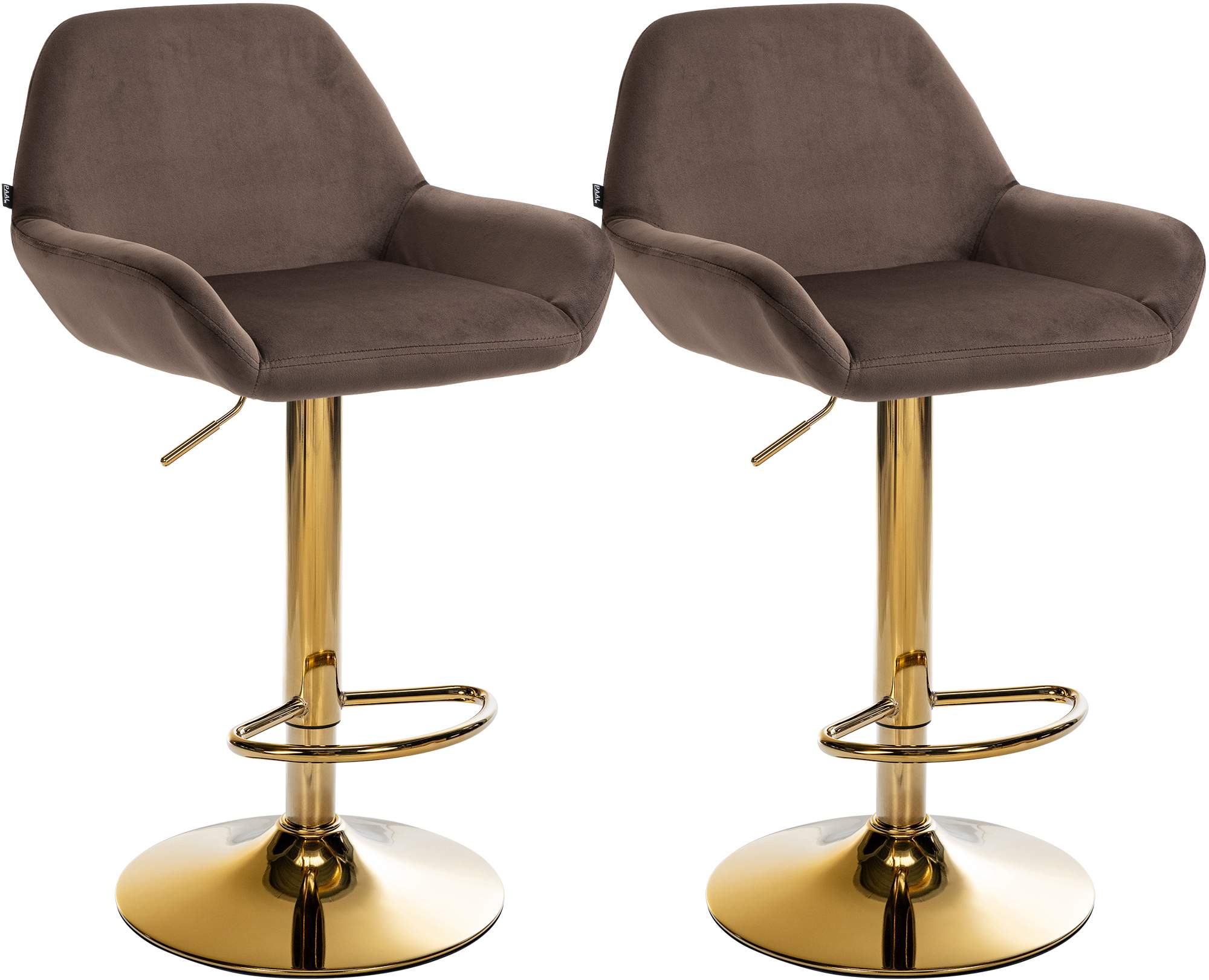 Lot de 2 tabourets de bar Braga or velours