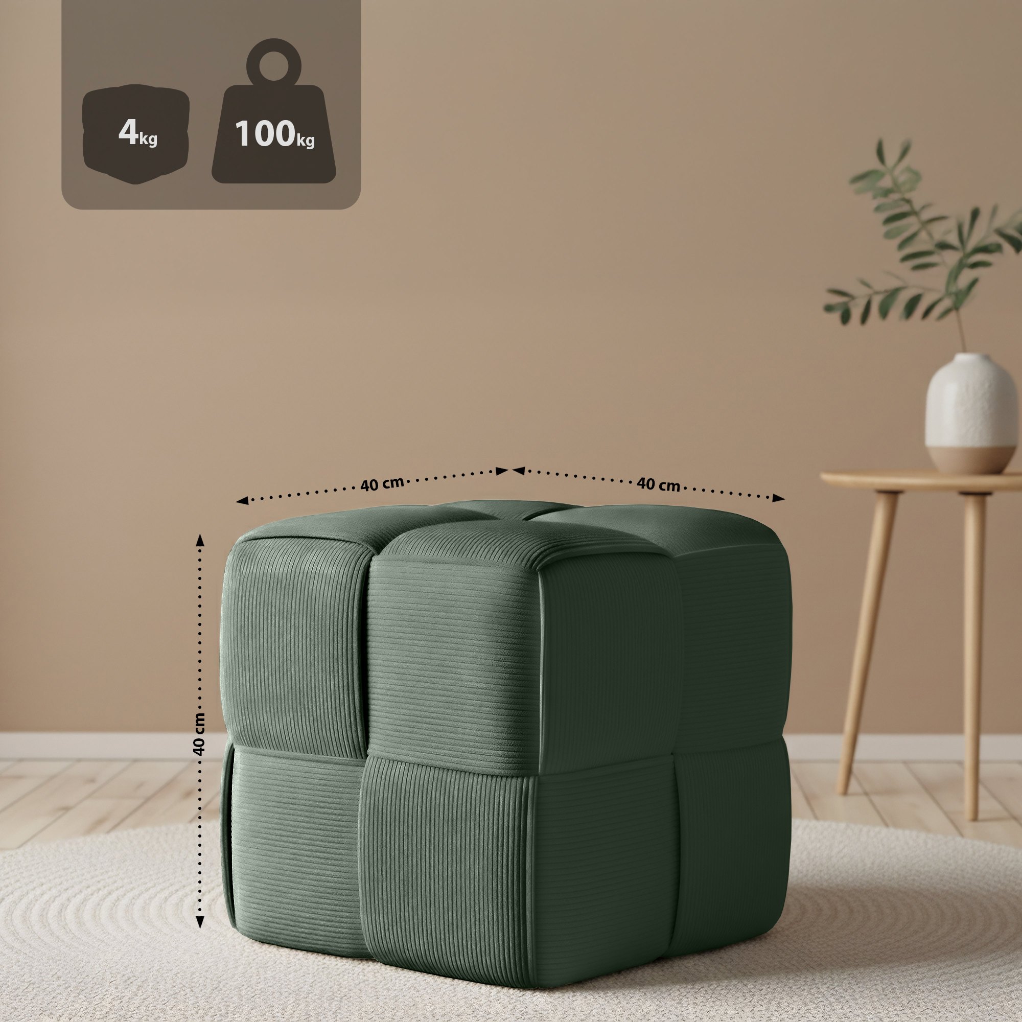 Tabouret en velours côtelé Forinta confortable et design