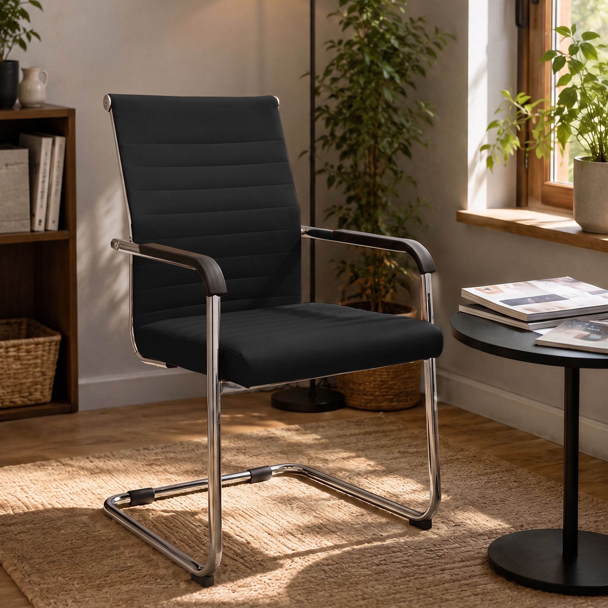 Chaise cantilever Hakon aspect cuir