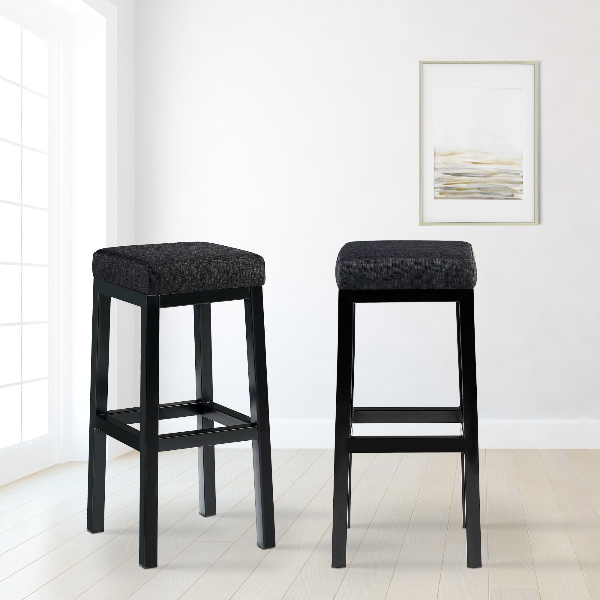 Tabouret de bar Taylor hauteur d'assise 83 cm piètement métal noir