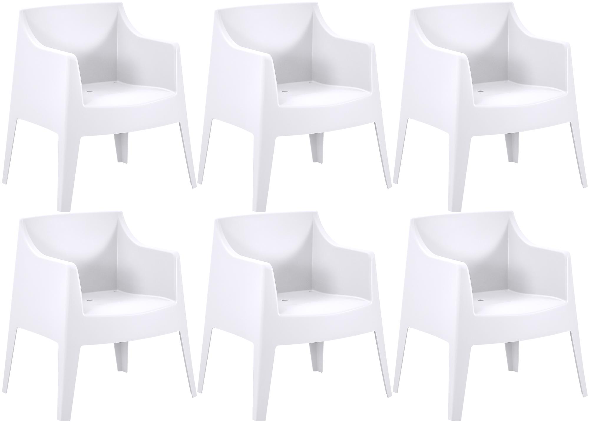 Lot de 6 Chaises de Jardin Bartal Empilables en Polypropylène Résistant aux UV et Intempéries - Fauteuils d'Extérieur Design
