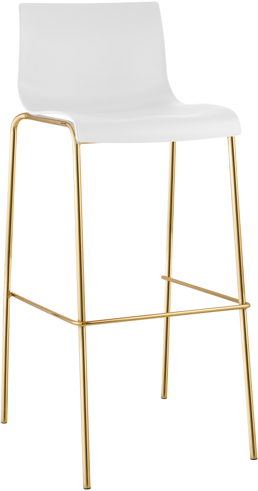 Tabouret de bar Hover plastique piètement 4 pieds or