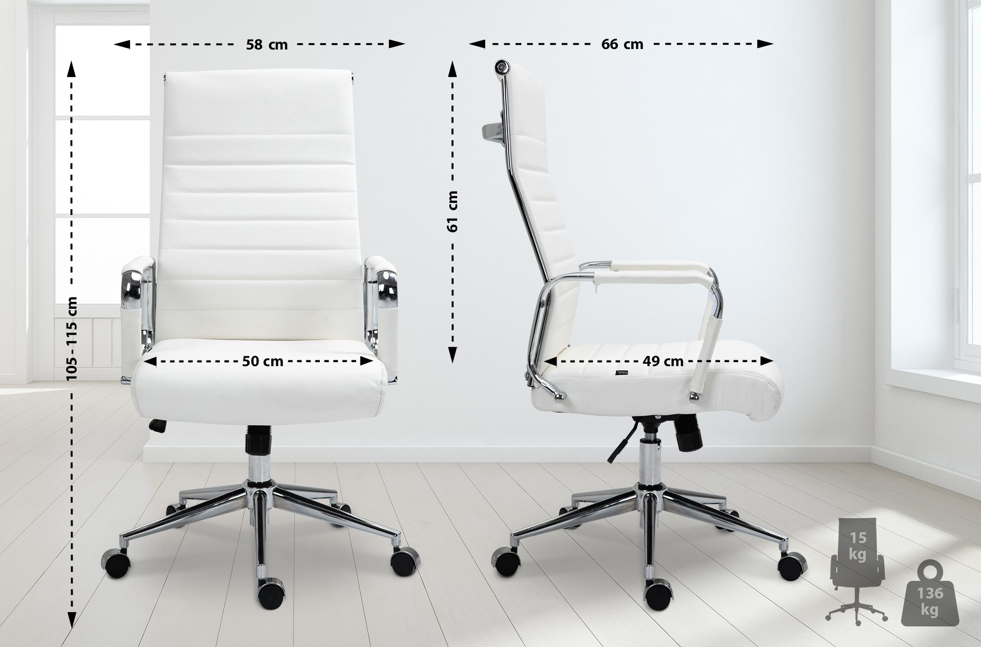 Chaise de bureau Kolumbus cuir véritable